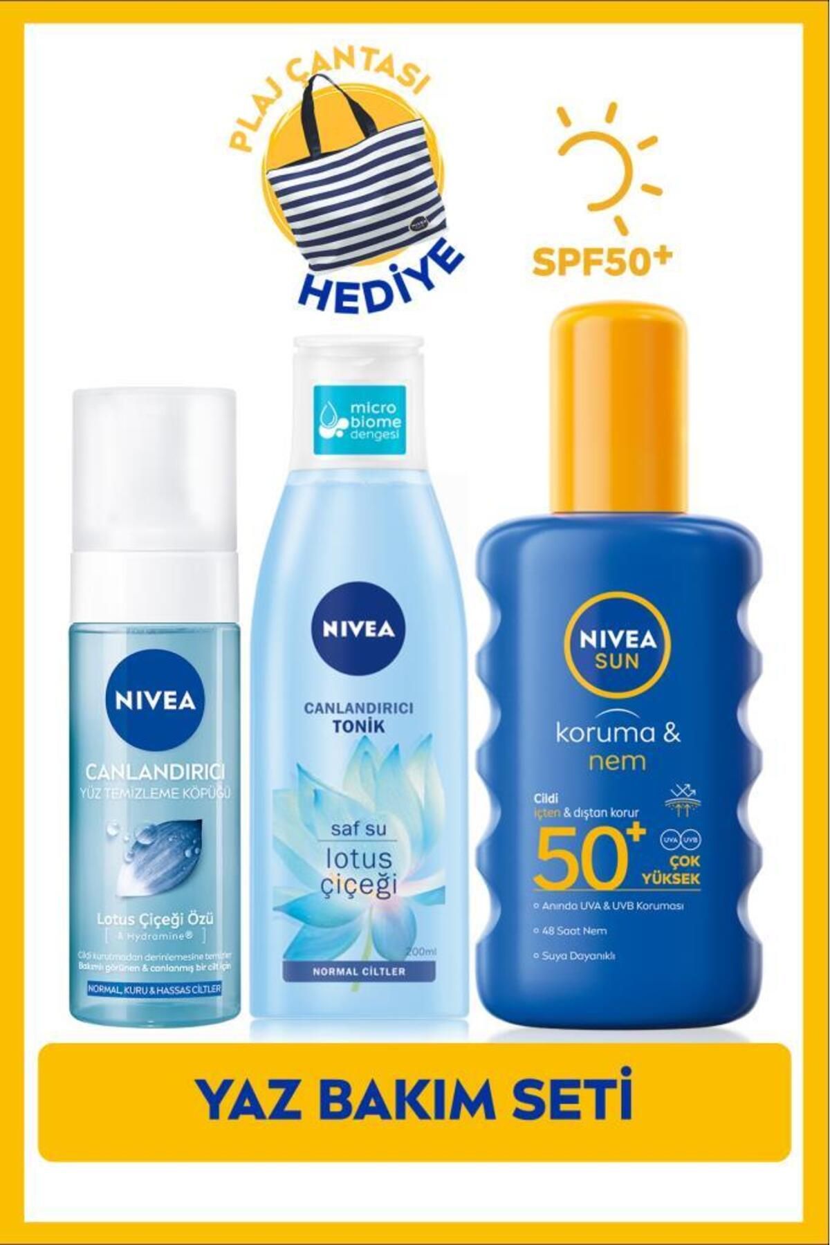 NIVEA Protection & Moisturizing Sun Spray Spf50 200 мл Очищающая пенка для лица Тоник P SET.NVE.478