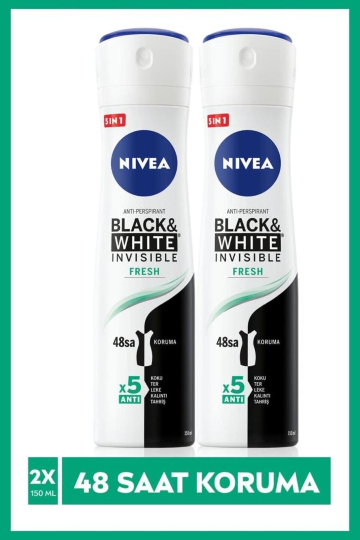 NIVEA Invisible Black&white Fresh спрей-дезодорант, 150 мл, женский набор из 2 предметов SET.NVE.115