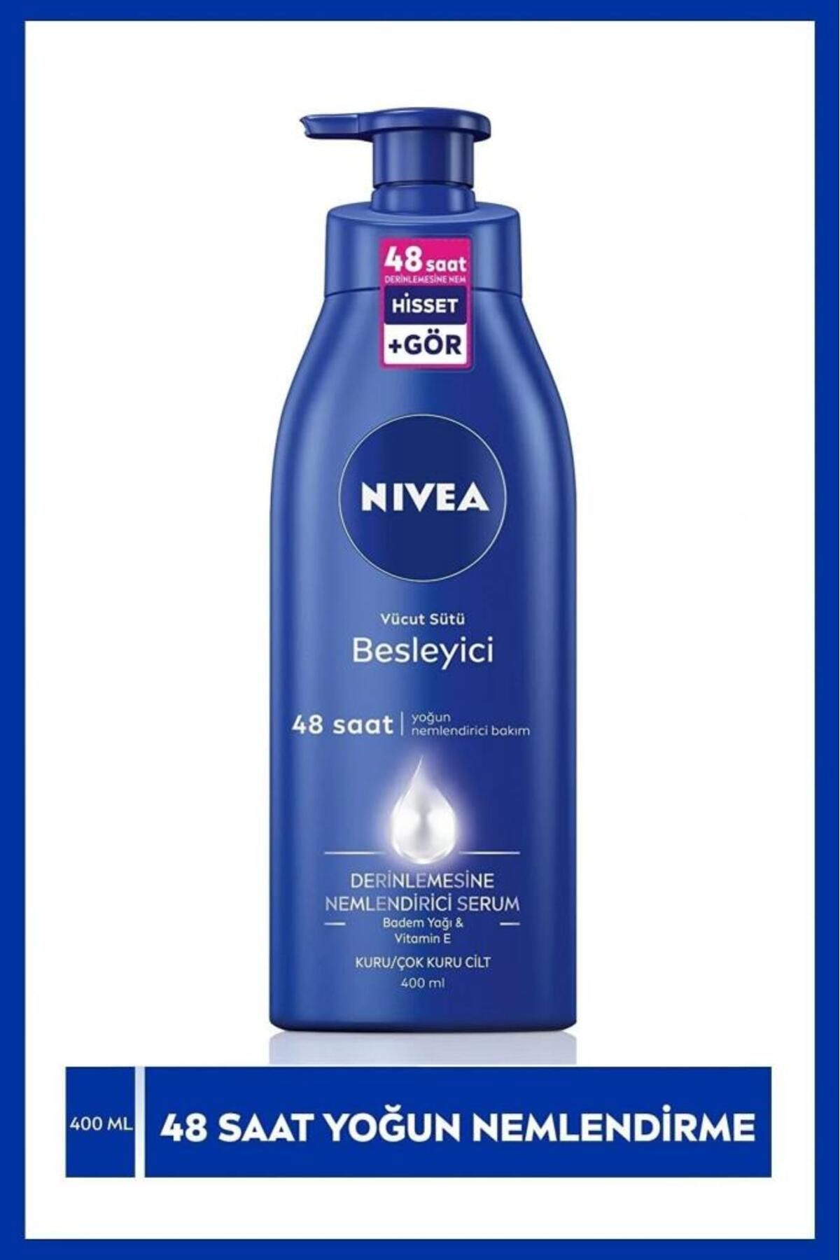 Питательное молочко для тела NIVEA, 400 мл, сухая и очень сухая кожа, увлажняющий крем на 48 часов, витамин Е, миндальное масло 4005808236879