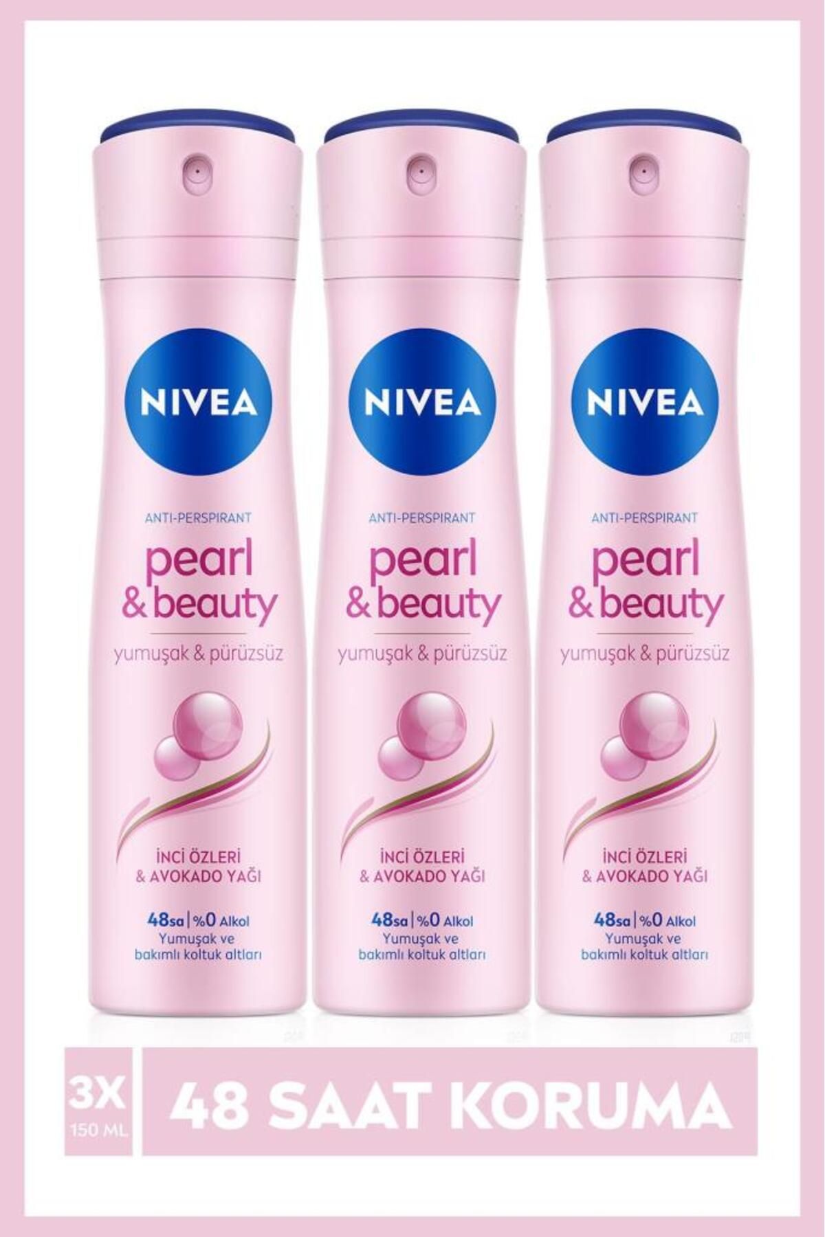 NIVEA Pearl & Beauty Дезодорант-спрей для женщин, 150 мл, набор из 3 шт. НАБОР.NVE.152