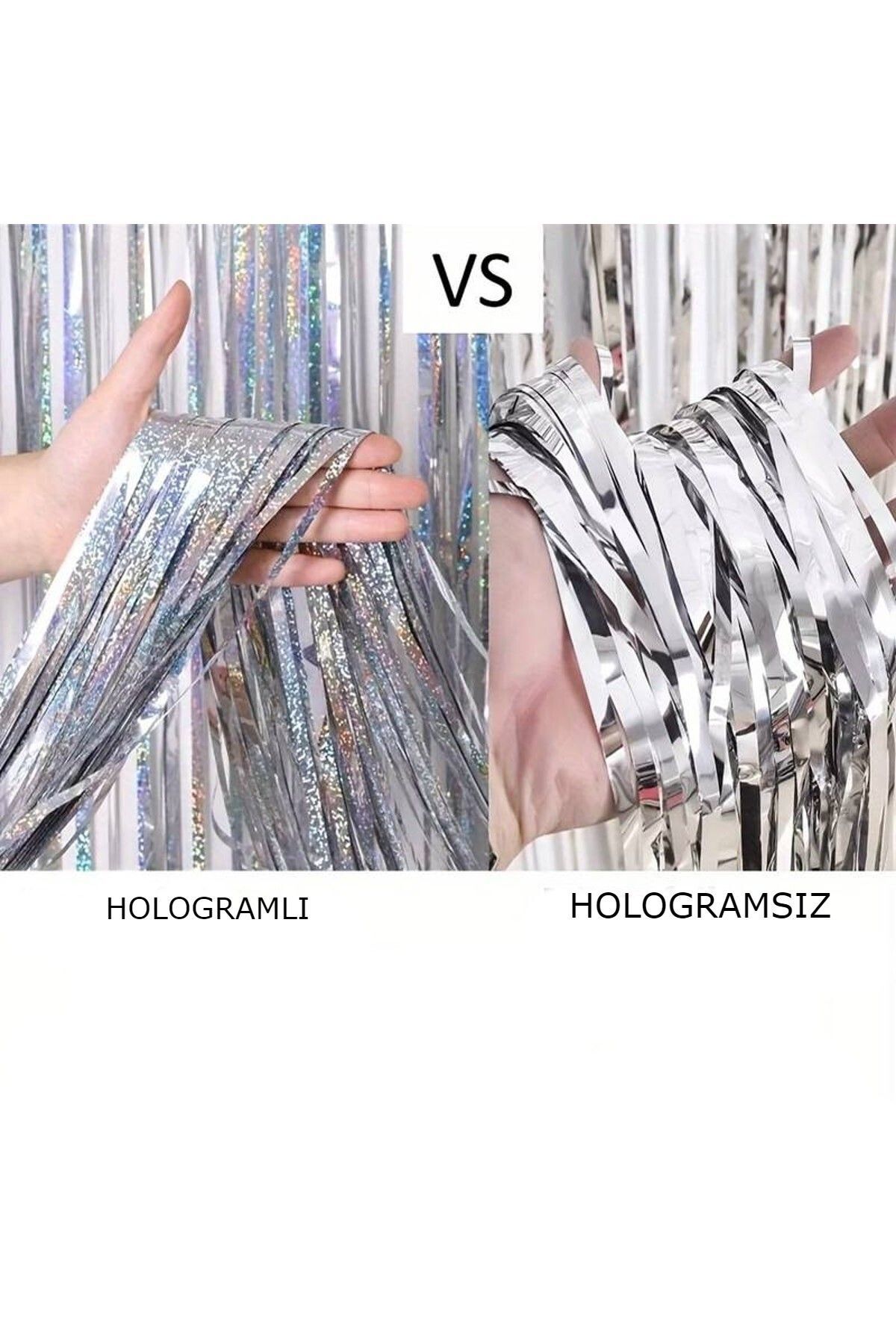 Genel Markalar İTHAL METALİZE HOLOGRAM GÜMÜŞ ARKA PLAN PERDESİ
