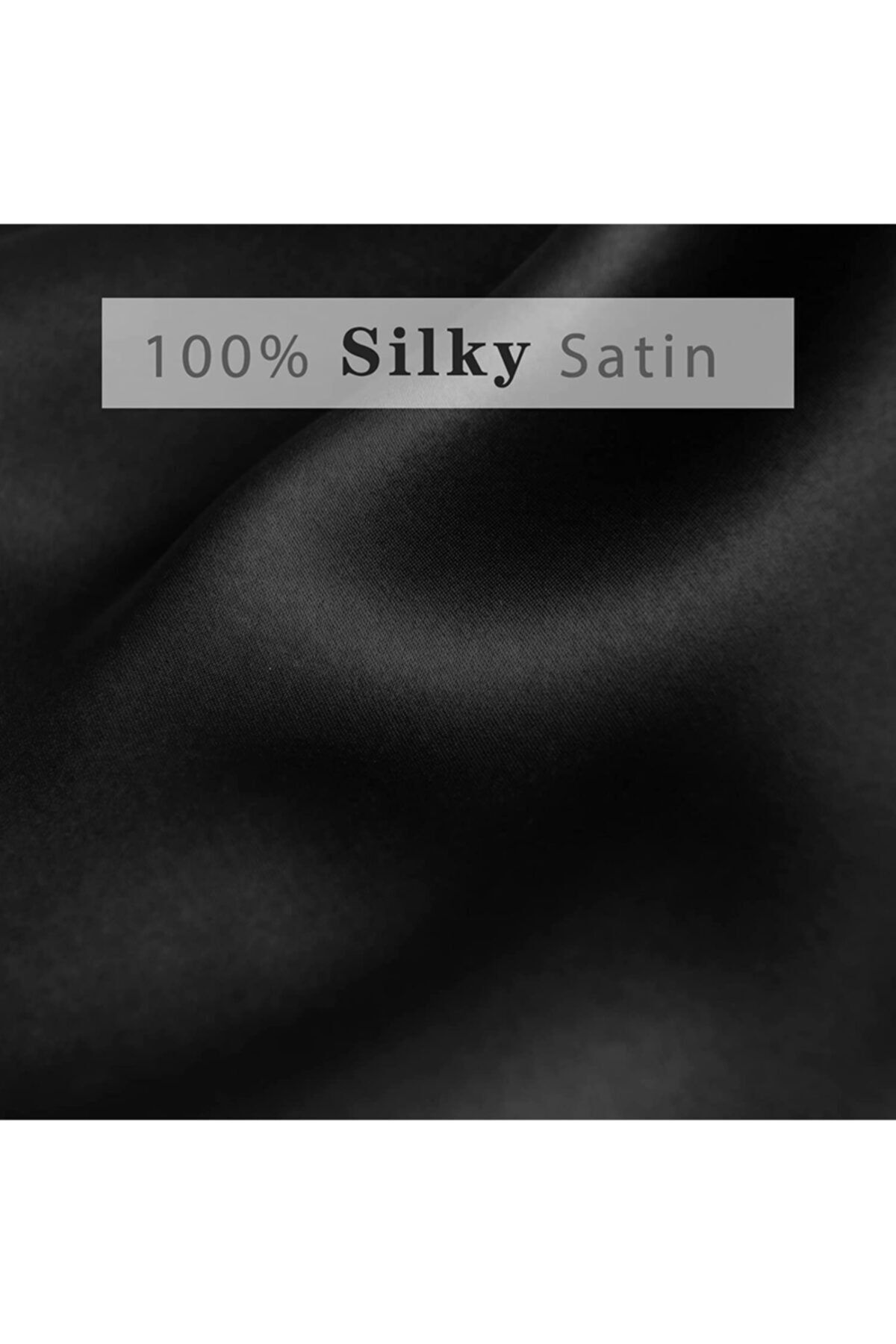 Tinybabyconcept-100% satin de mătase 50x70 cm 2 fețe de pernă și 2 catarame Culoare neagră 4