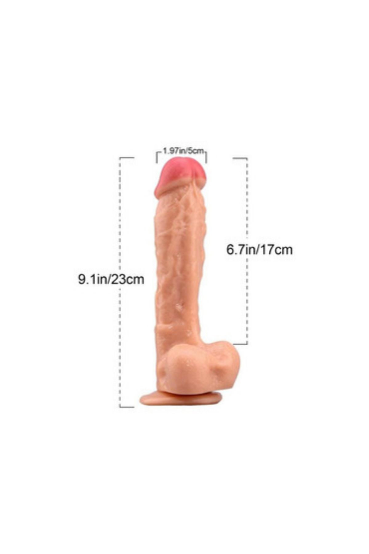 23 CM Gerçekçi Damarlı Testisli Dildo - Ultra Gerçekçi - Güçlü Vantuz - Vajinal Oral ve Anal Dildo 2