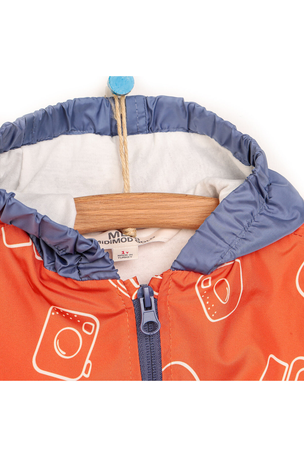 Midimod Basic Turuncu Desenli Kapüşonlu Yağmurluk Erkek Bebek Turuncu 1 Yaş fotoğrafı 2 (önizleme)
