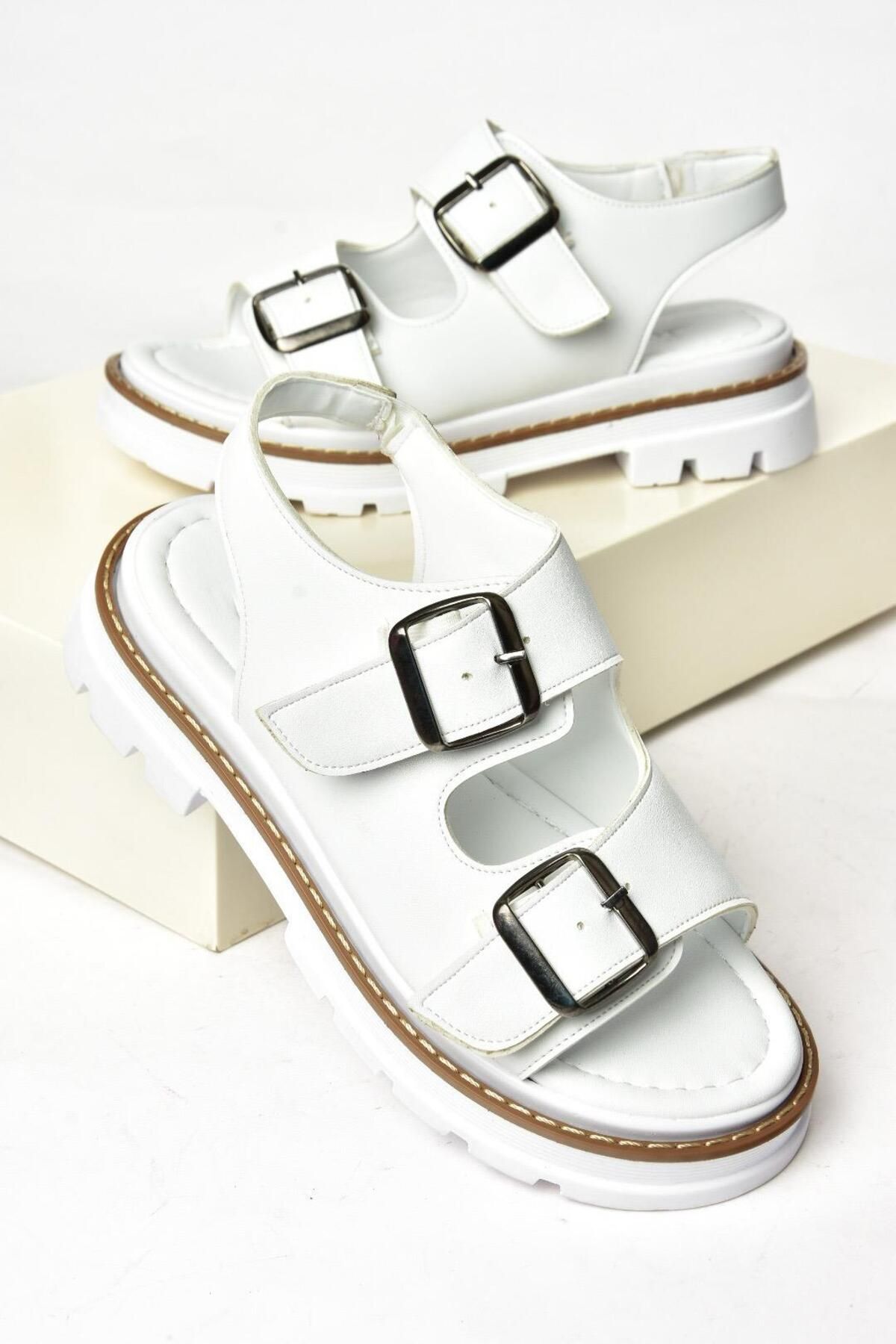 صندل زنانه سفید Fox Shoes | S9960791 اورجینال - تصویر 5