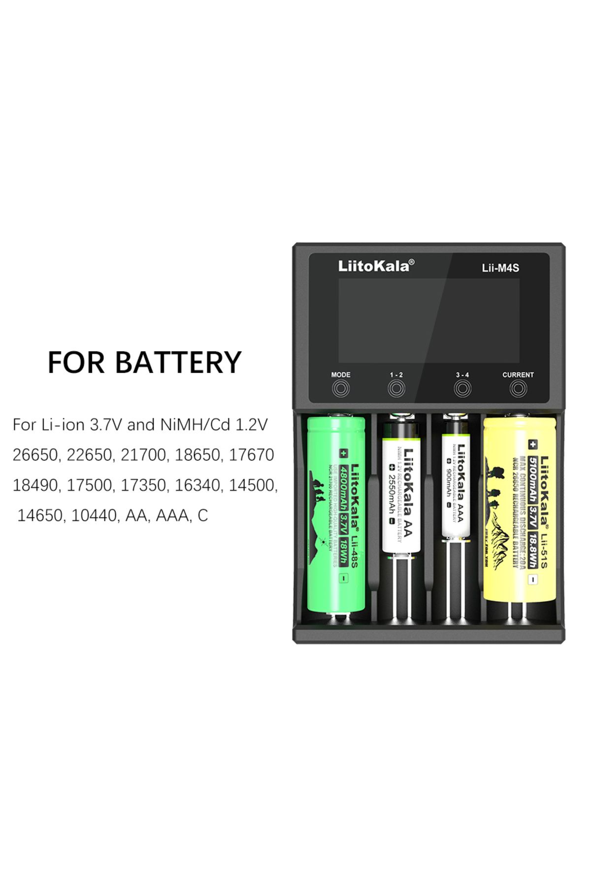 liitokala-Lii-M4S 18650 LCD Multifunctional Battery Charger For 3.7V 1.2V 26650 21700 14500 18350... 6