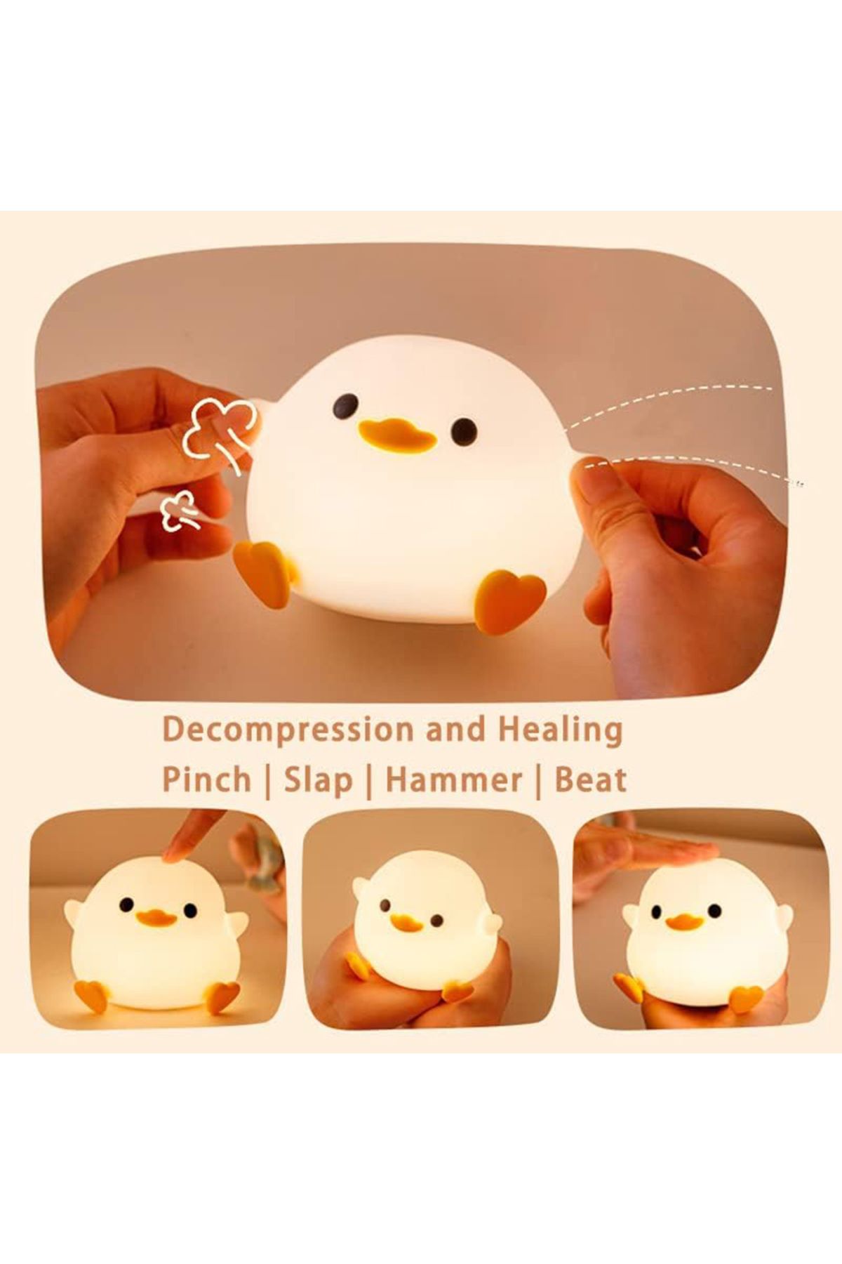 JGT-DoDo Duck Night Light Silicone Dimmable USB Rechargeable LED Bedside Lamp 20 Minutes Timer Touch-... 3