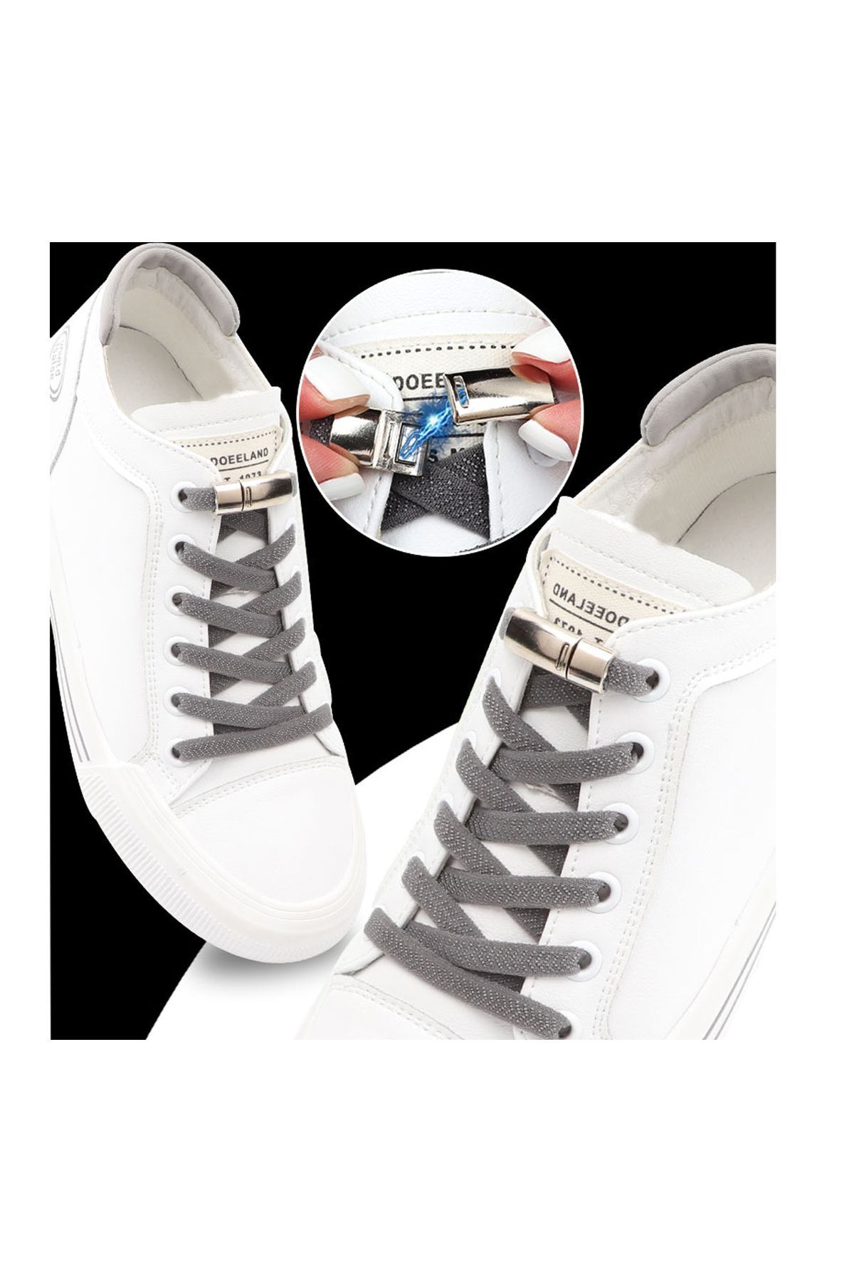 AiryFooT-White Elastic Laces - 100 Cm Magnetic Shoelaces 5