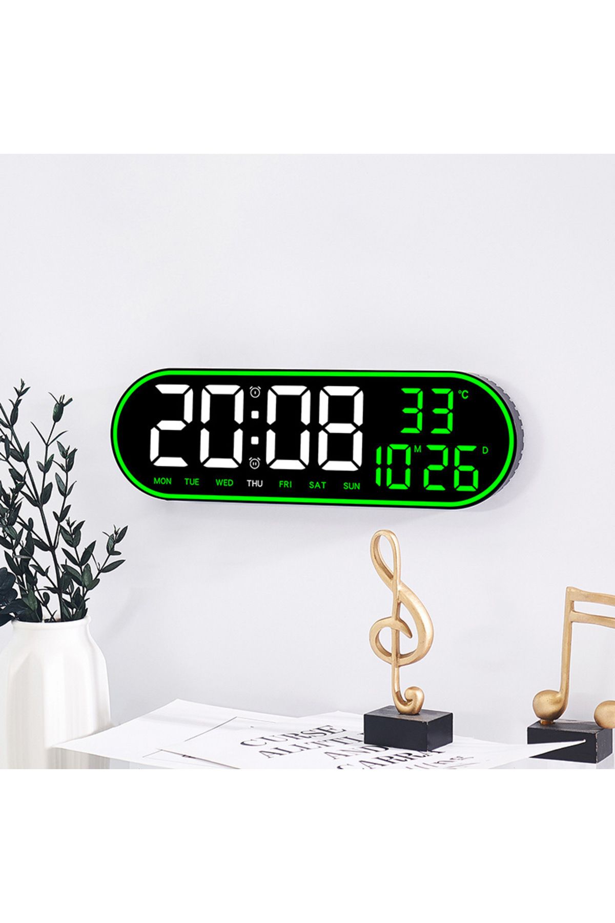 Choice-LED Digital Wall Clock Remote Control Electronic Mute Clock with Temperature Date Week Display 15... 2