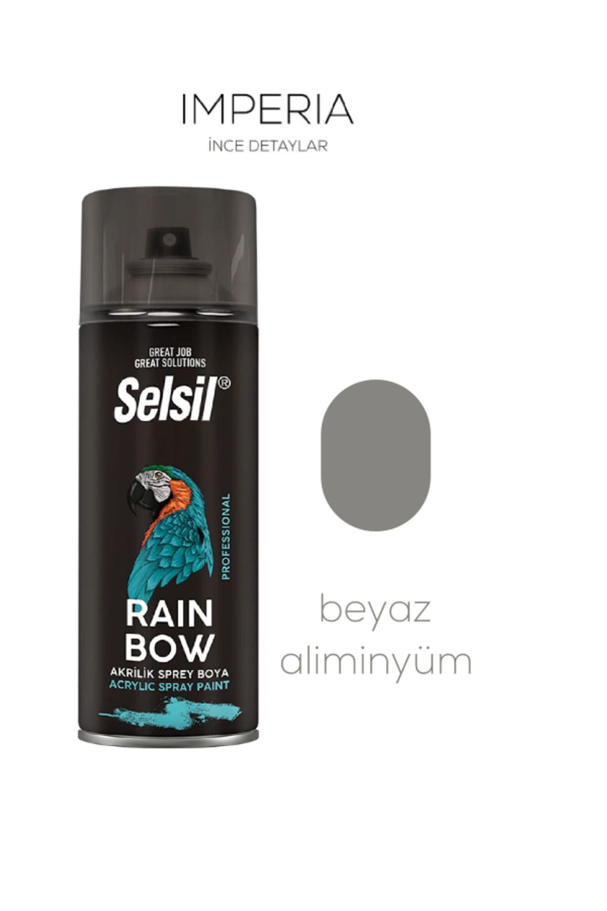 Selsil Rainbow Akrilik Sprey Boya 400 ml Beyaz Aliminyüm (GRİ)