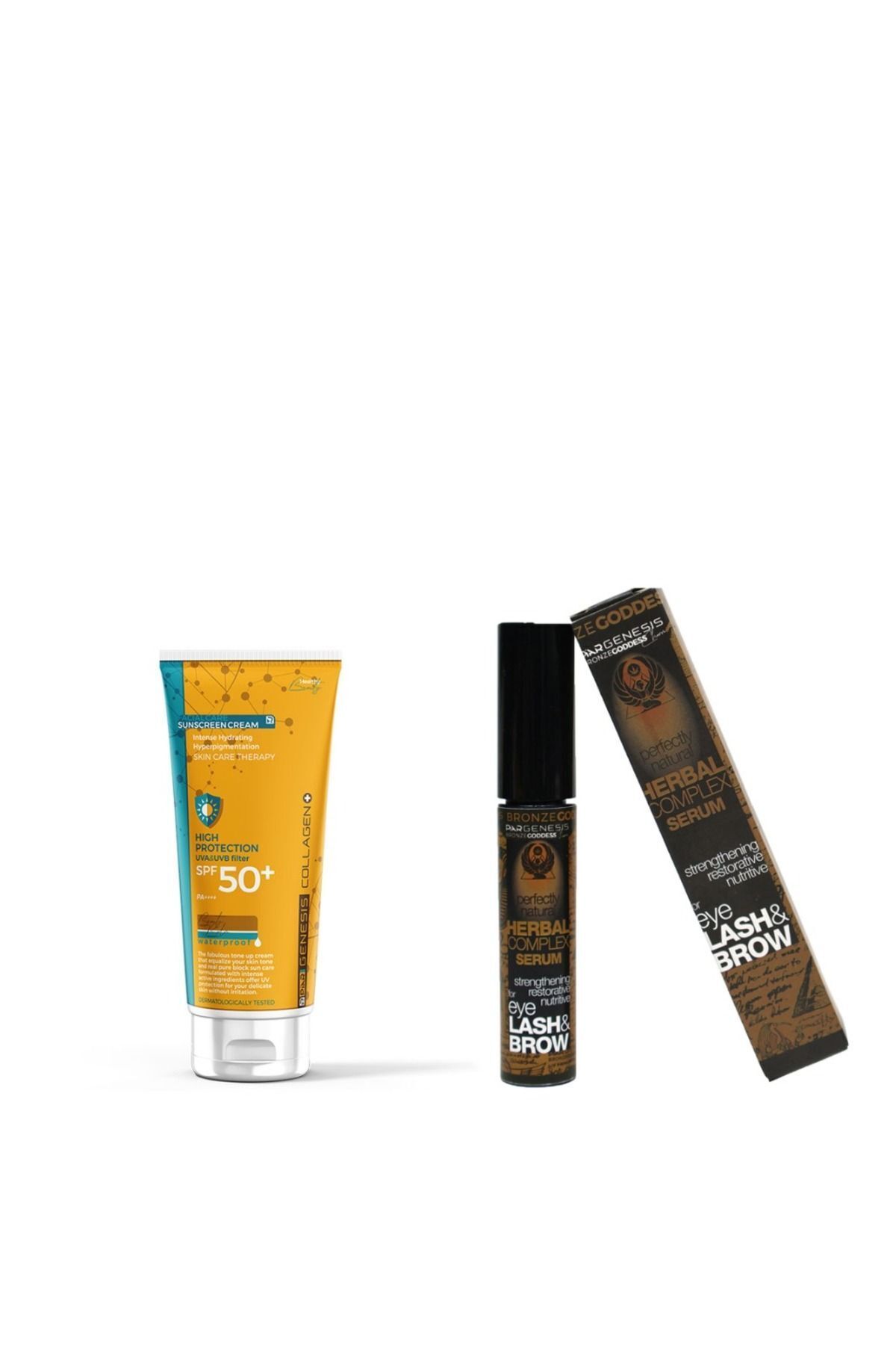 Ton Eşitleyici Renkli Yüz Güneş Kremi 40 ml+Bronze Goddess Charm KAŞ&KİRPİK SERUMU -10ml — 8699691130911