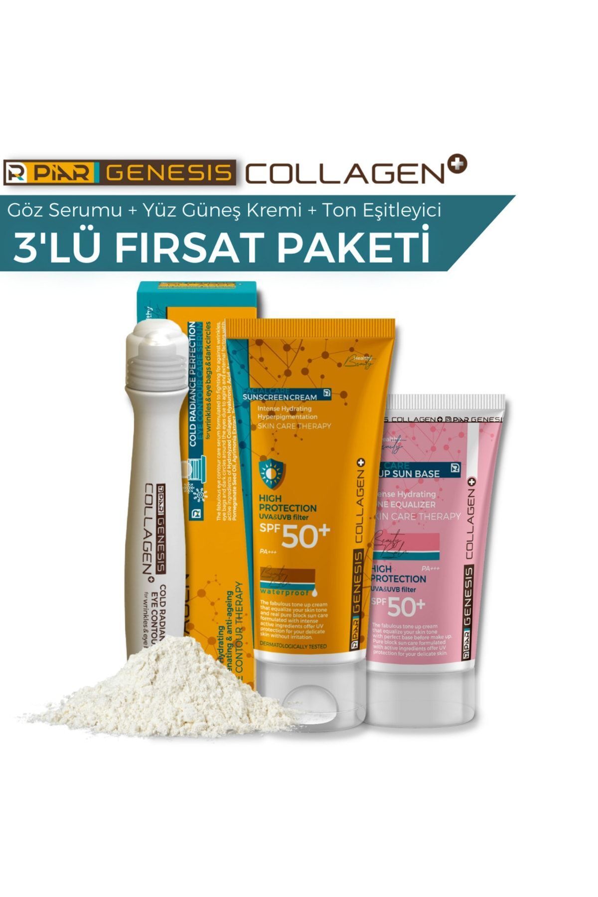 Genesis 3'lü Fırsat Paketi Sun Cream Spf50+tone Up Sun Bas Aydınlatıcı+göz Çevresi Bakım Serumu — maviset