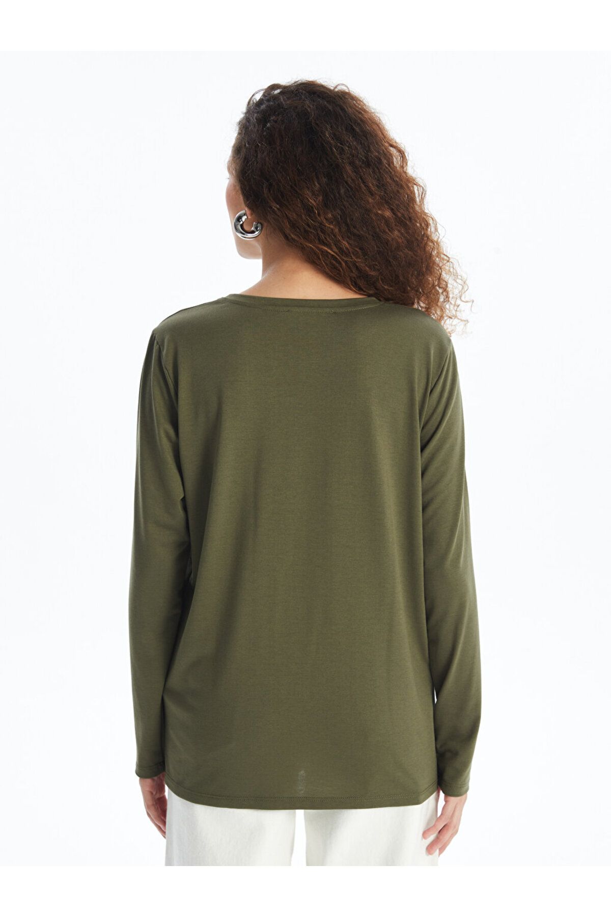 LC Waikiki-Langärmliges Damen-T-Shirt mit Rundhalsausschnitt – bedruckt 5