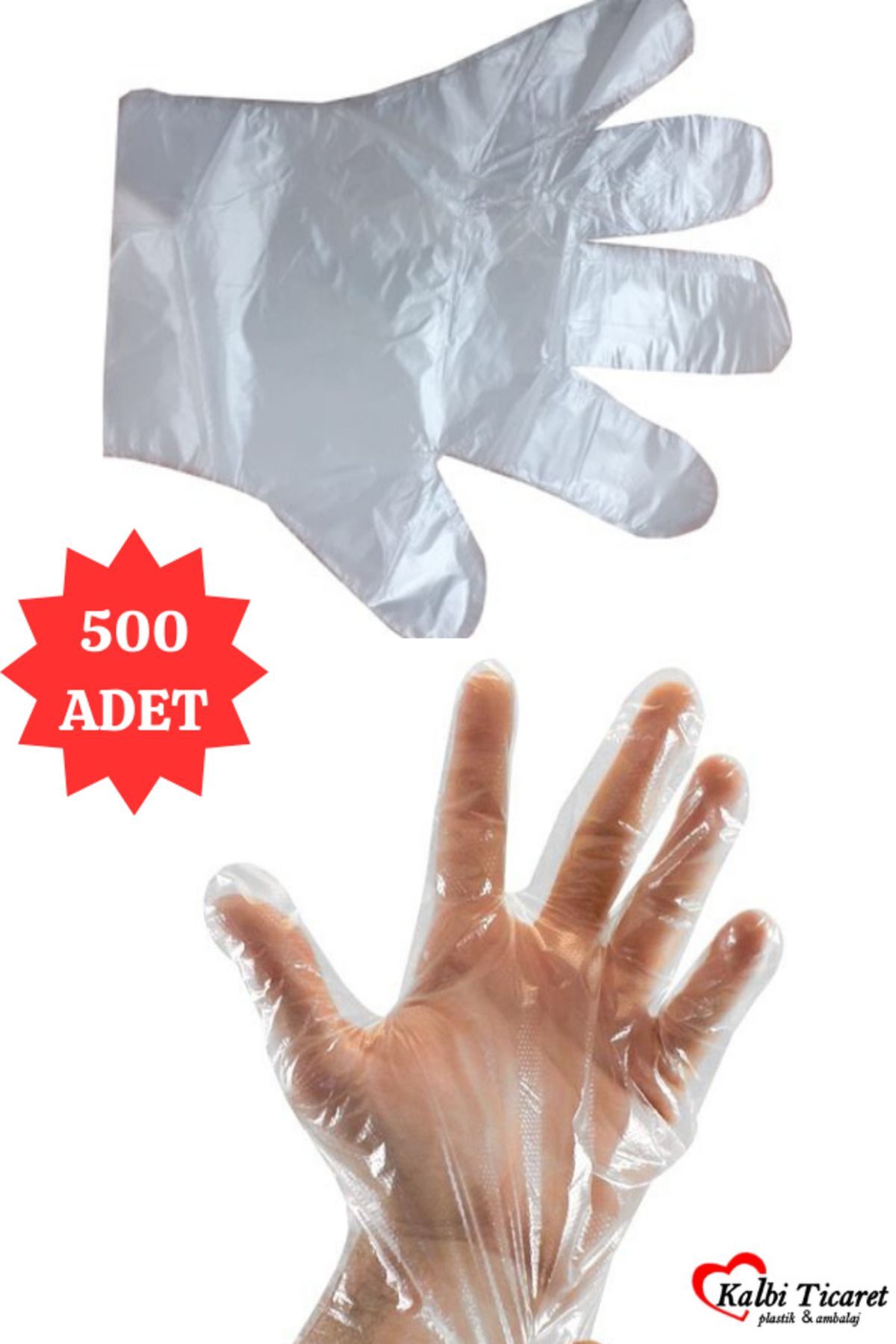 Kalbi Ticaret Şeffaf Eldiven 500 Adet Hışır Poşet Eldiven Kullan At Tek Kullanımlık Eldiven
