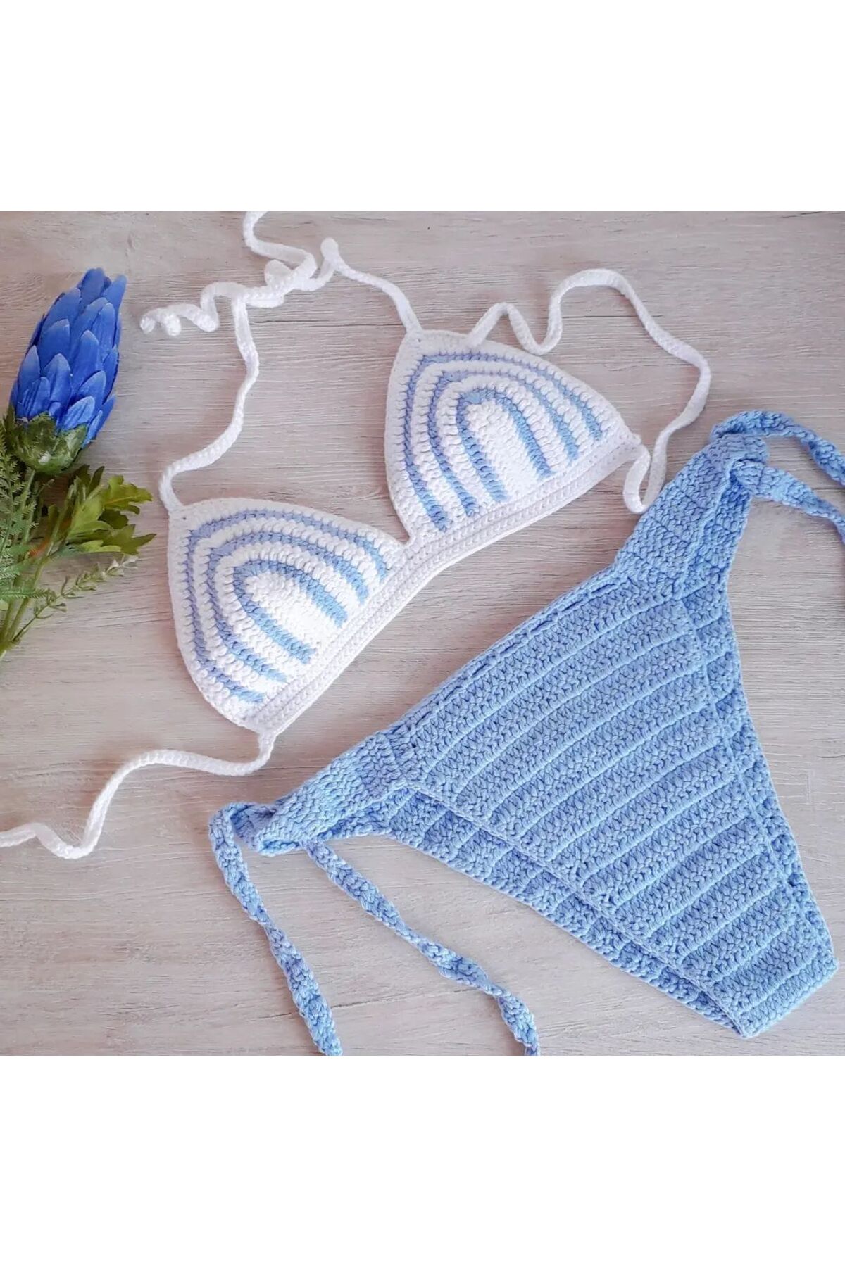 Örgülü Askılı Bikini Takımı