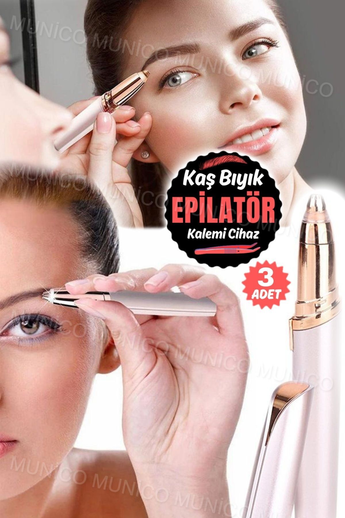 Munico 3 Adet Mini Şarj Edilebilir Kaş Düzeltici Makyaj Epilatörü Kaş Bıyık Alma Tıraş Makinesi Jilet