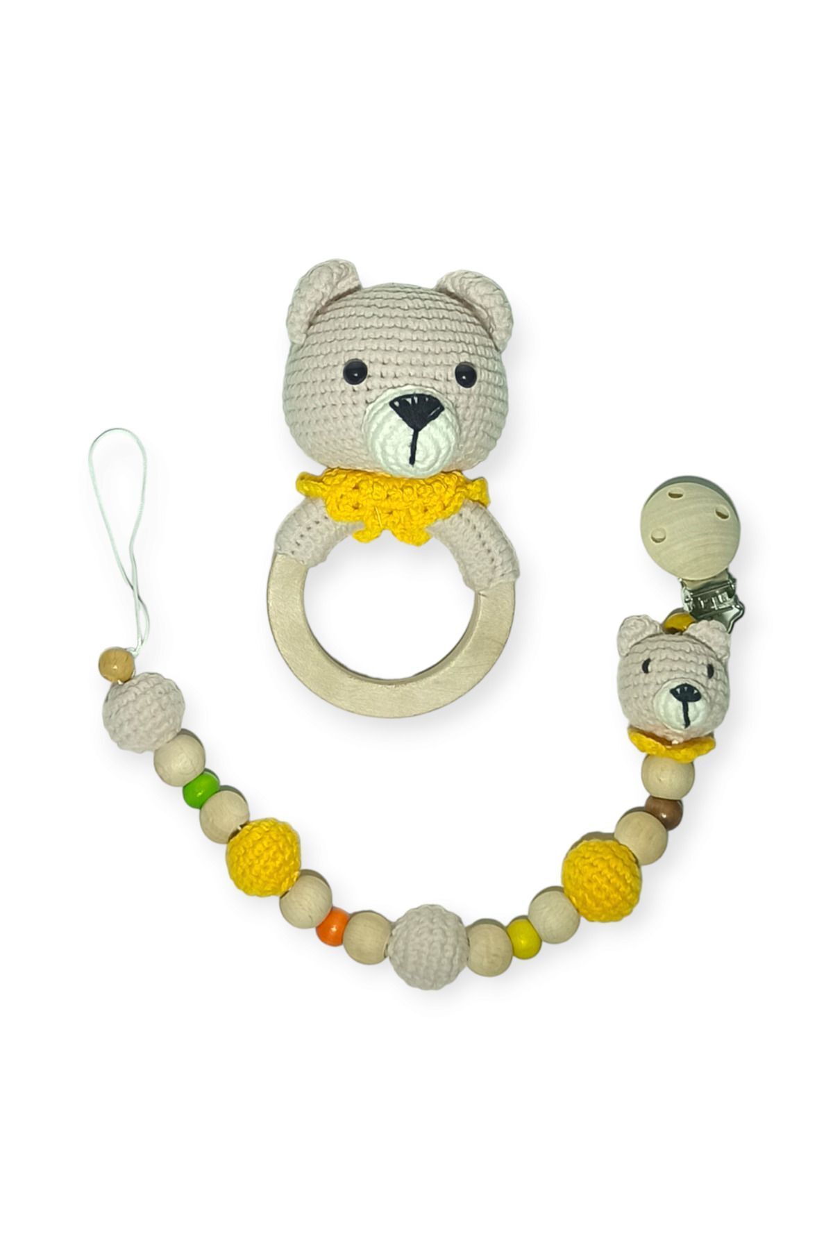 Birmelek-Set with External Scratcher and Pacifier Strap 1