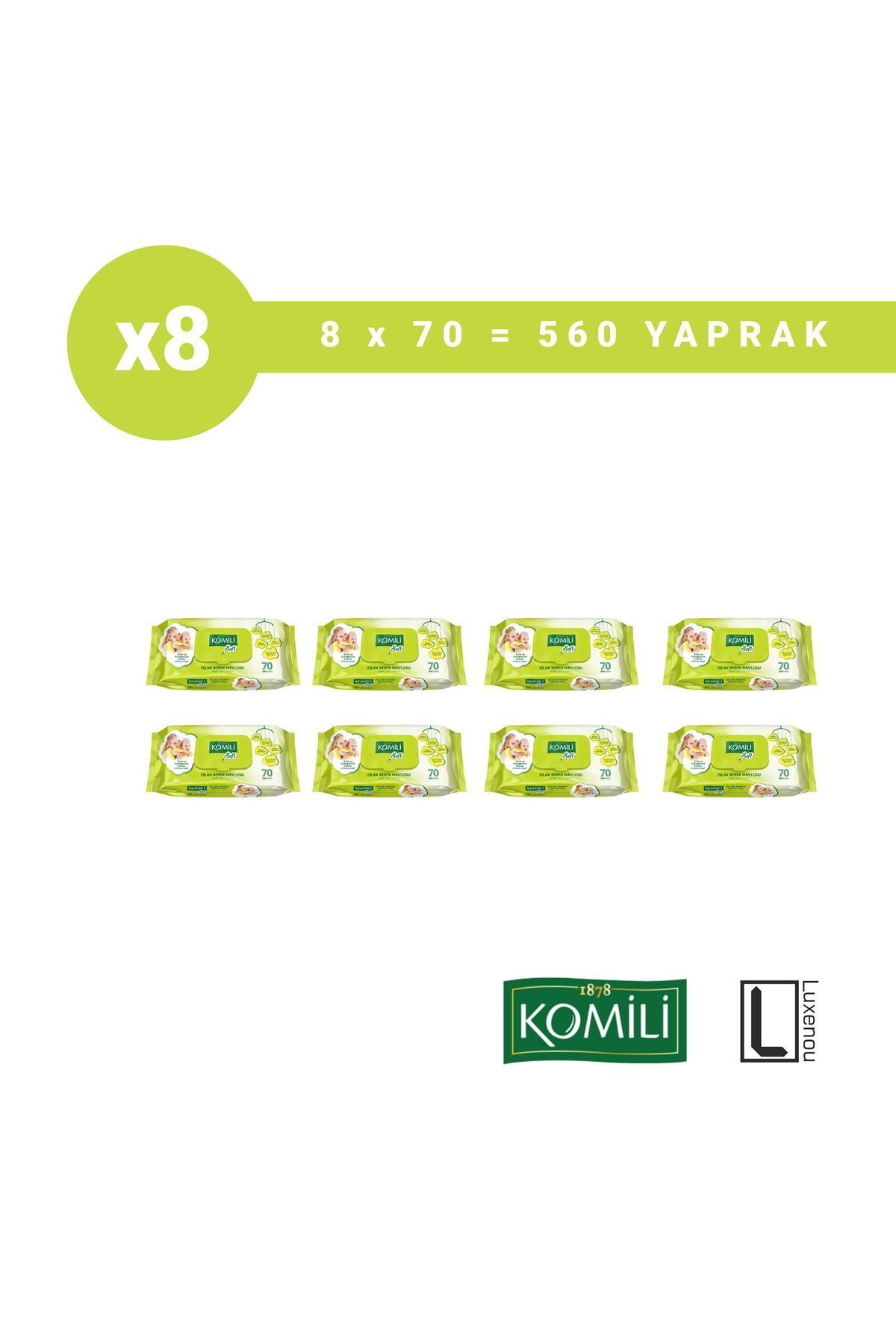 Komili Soft Islak Bebek Havlusu 70 Li 8 Adet