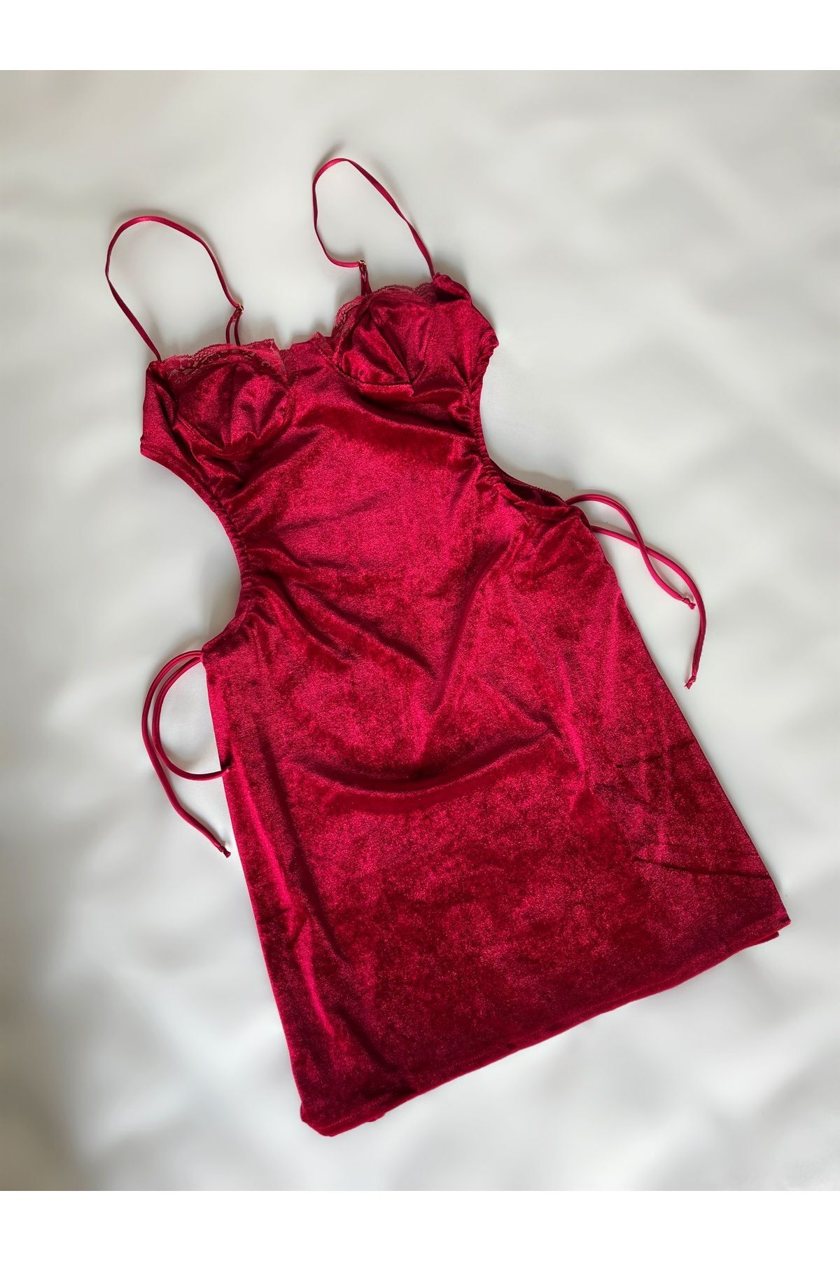 CNcompany Kadife Görünümlü Örme Kumaş İthal Gecelik