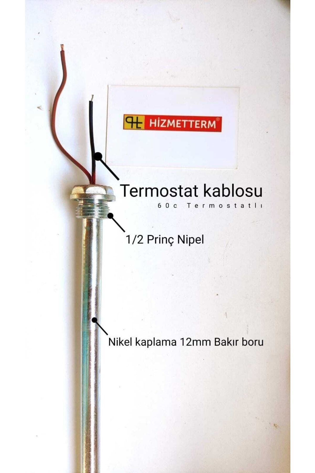 Hizmetterm 600 Watt 70c Termostatlı Fişek Rezistans, Güneş Enerjisi Su Depolarına Uygun