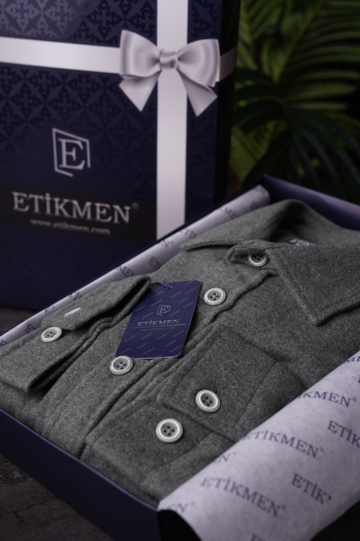 Etikmen-Holzfällerhemd für Herren - Smoked, Uni, Übergröße, Geschenkbox 4