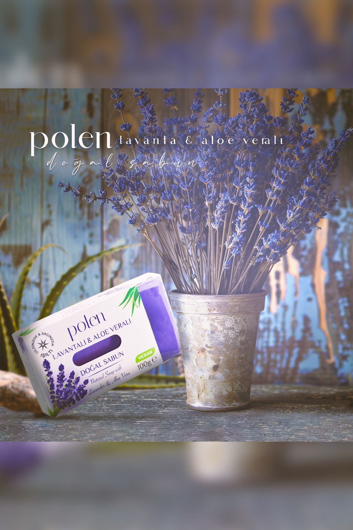 صابون طبیعی اسطوخودوس و آلوئه ورا 100 گرم POLEN