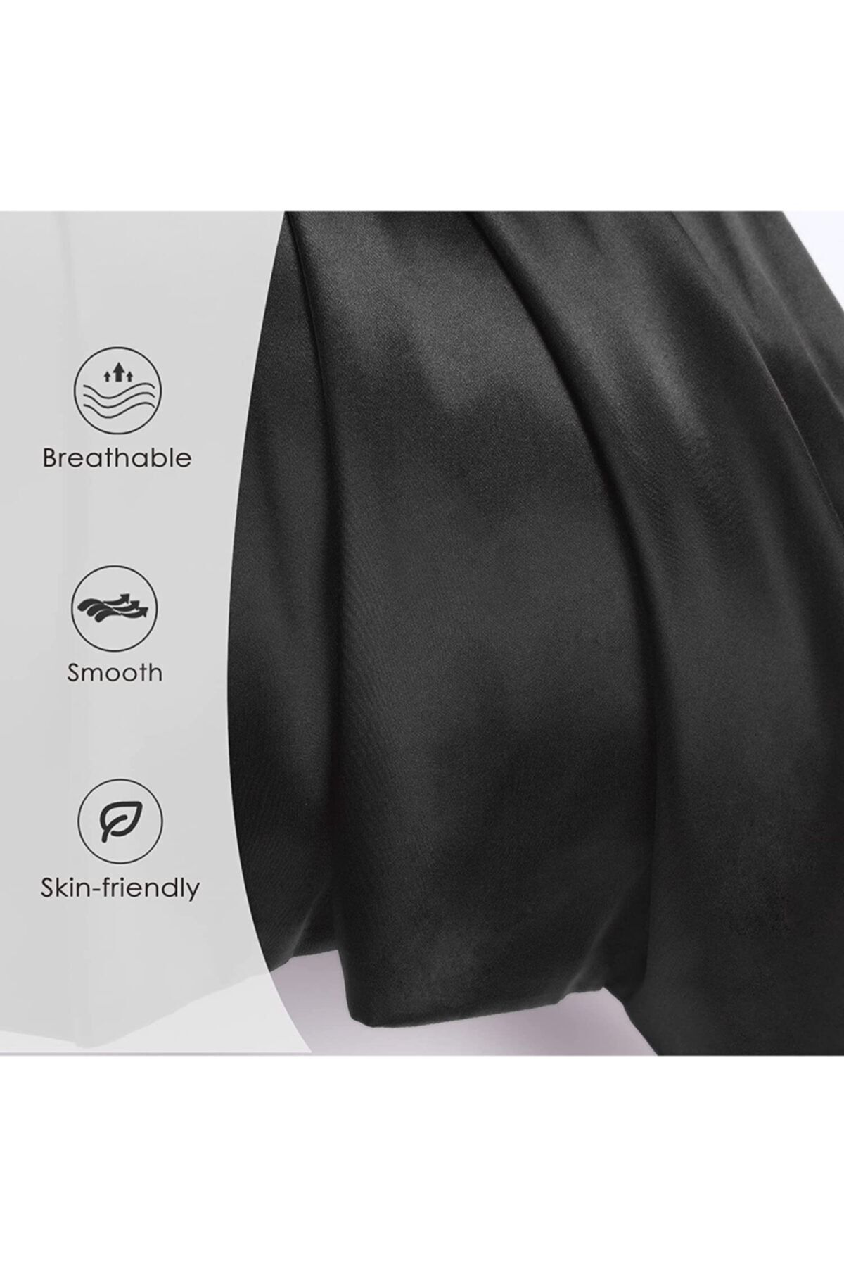 Tinybabyconcept-100% satin de mătase 50x70 cm 2 fețe de pernă și 2 catarame Culoare neagră 5