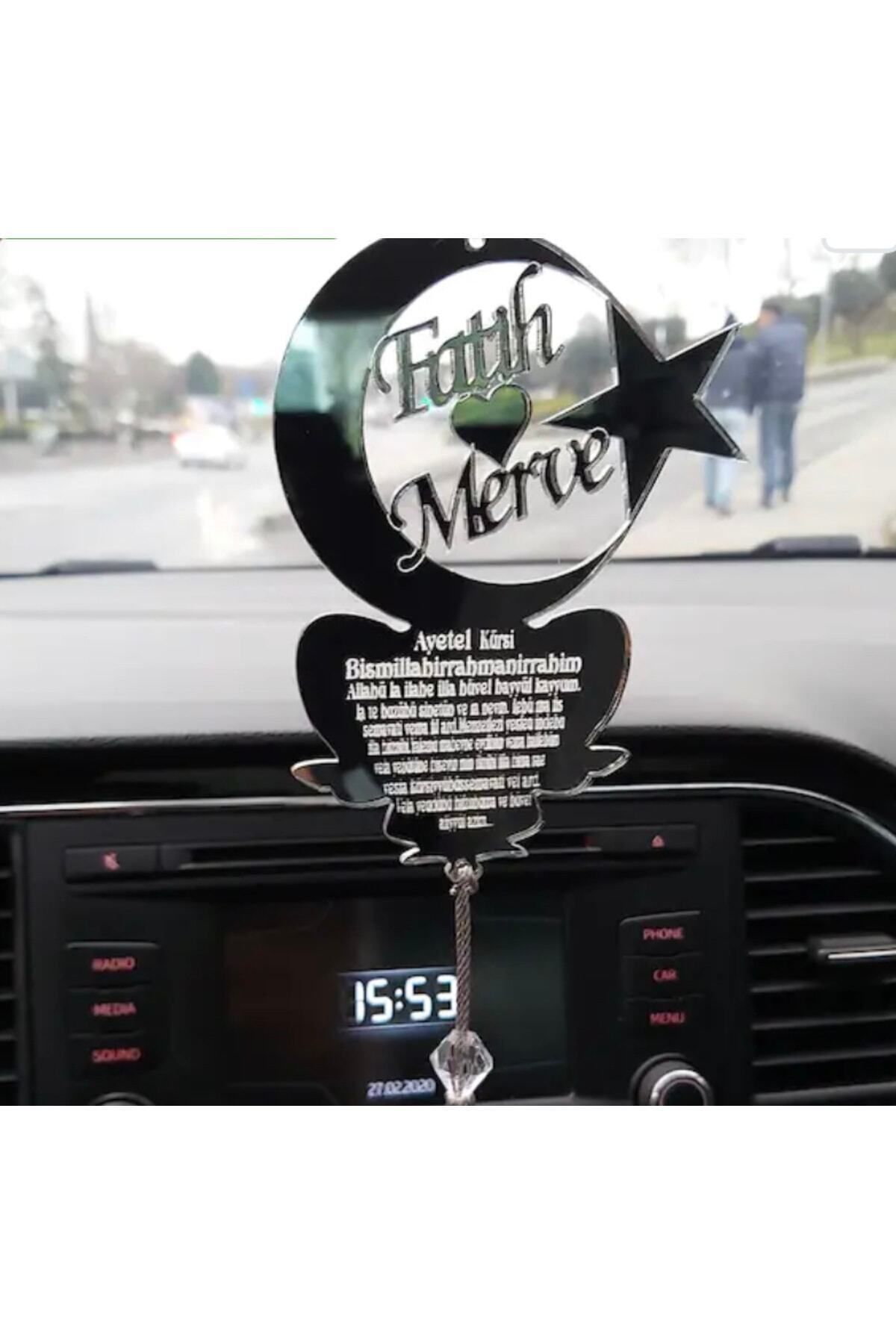 GÜVEN Pleksi Ay Yıldız İsimli Otomobil Dikiz Aynası Süsü Gümüş Renk