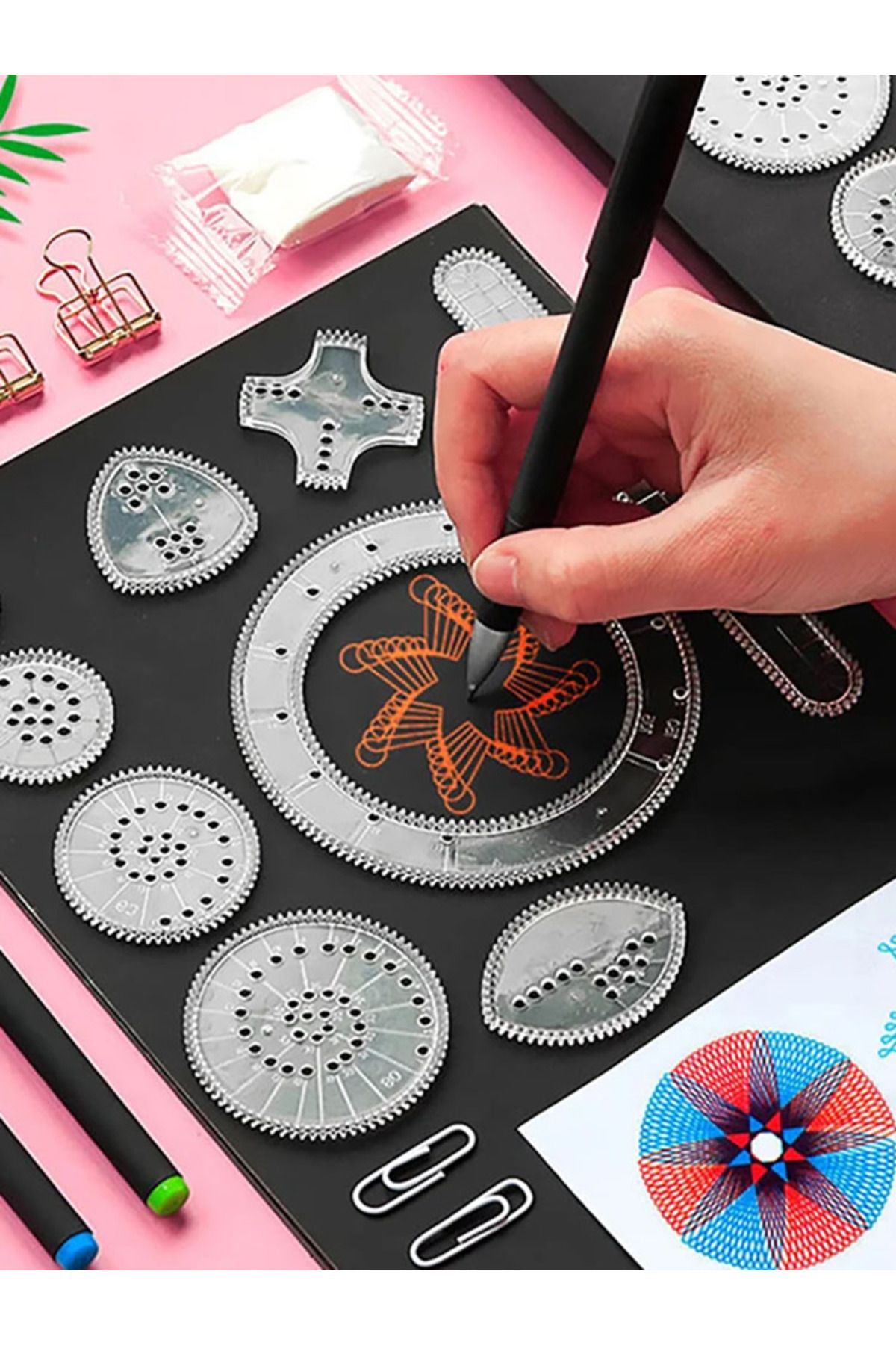 Choice-Funny Spirograph Drawing Toys Set Interlocking Gears & Wheels Geometric Ruler Drawing Accessories... 8