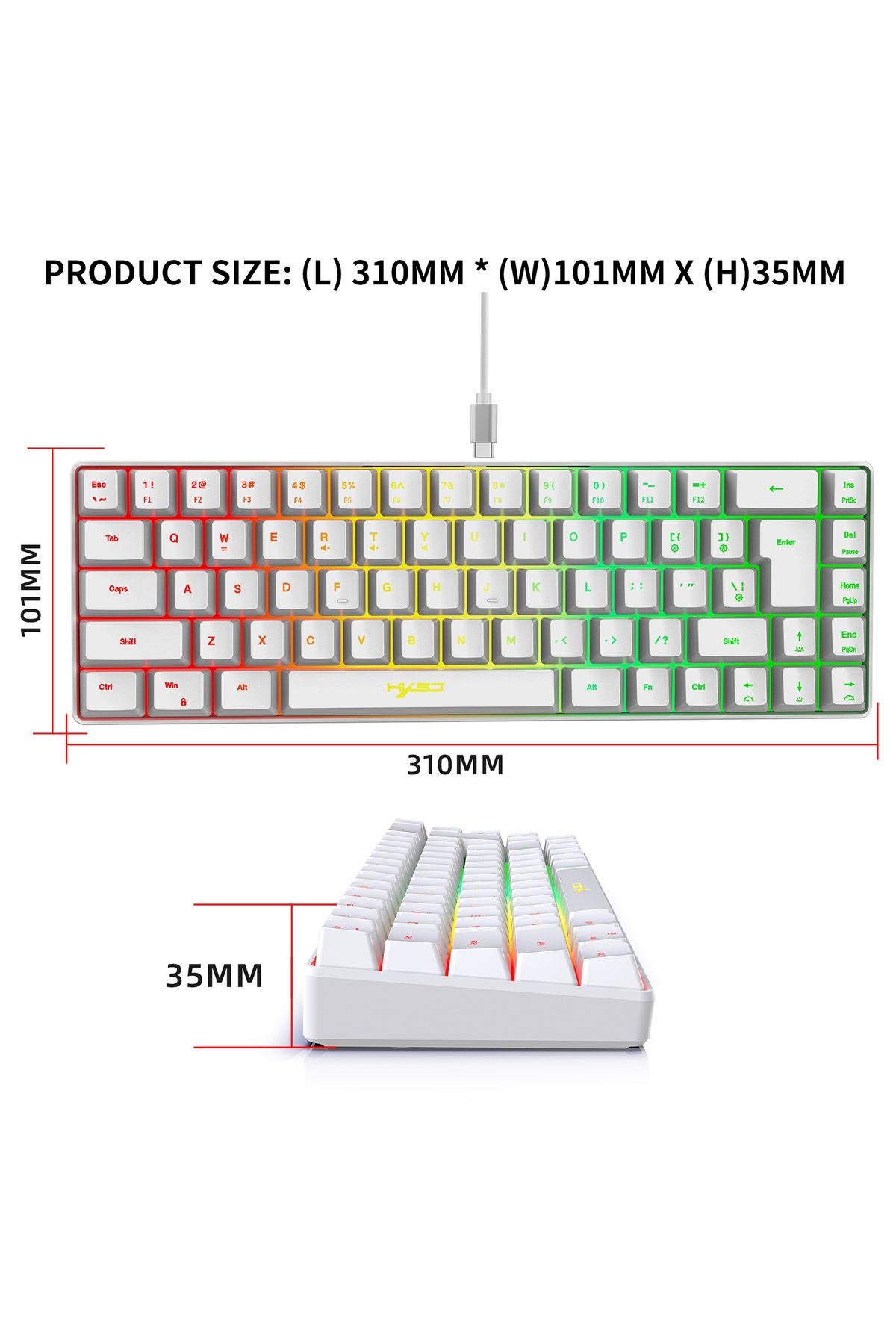 Choice-HXSJ V200 Wired K68 RGB Streamer Mini Gaming Keyboard 19-Key Conflict-Free Membrane Keyboard but ... 7