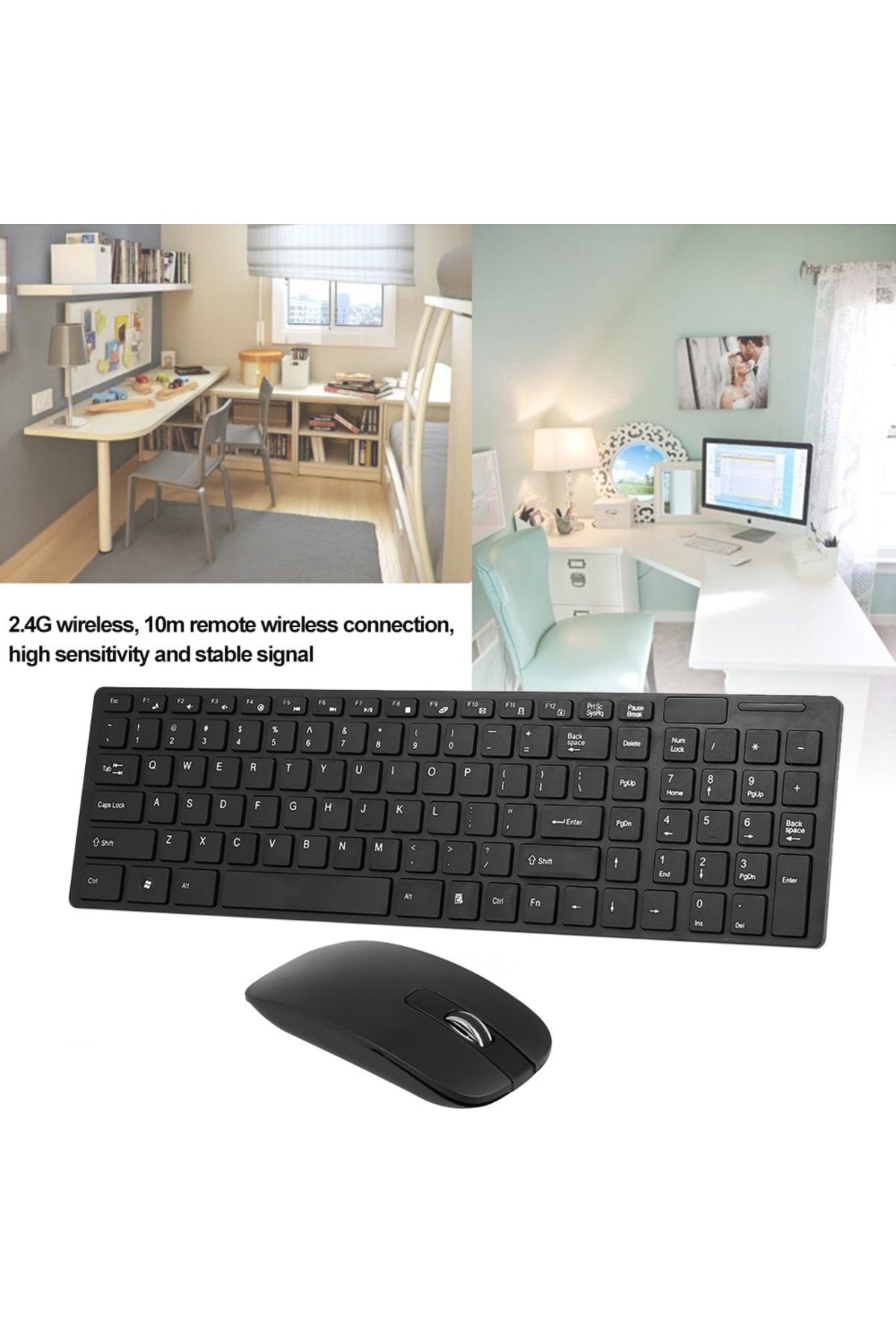 Arealer-K-06 2.4G Wireless Keyboard and Mouse Combo Computer Keyboard with Mouse Plug and Play Black Keyb... 2