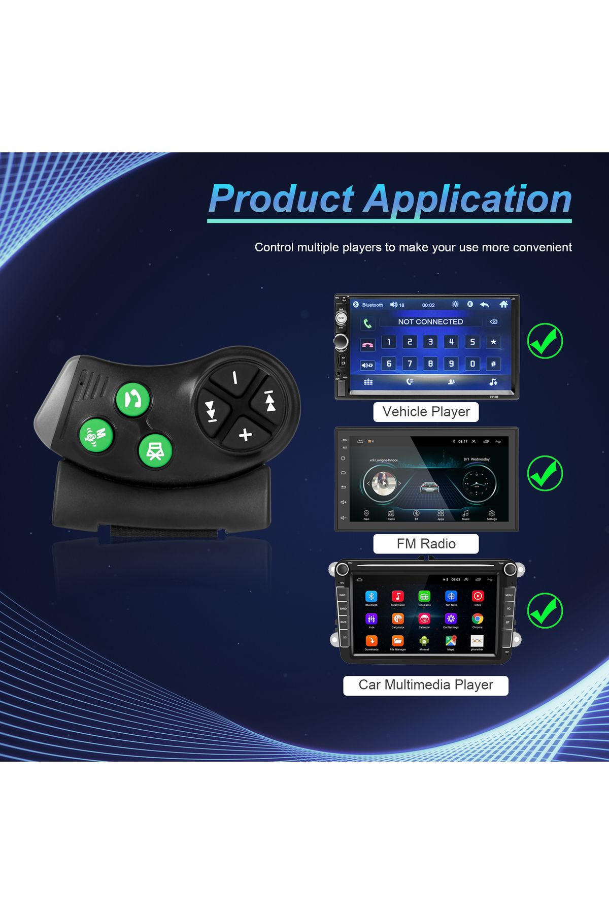 Choice-Podofo Universal Multi-function Car DVD GPS music Player BT Wireless Remote Controller Bluetooth ... 4
