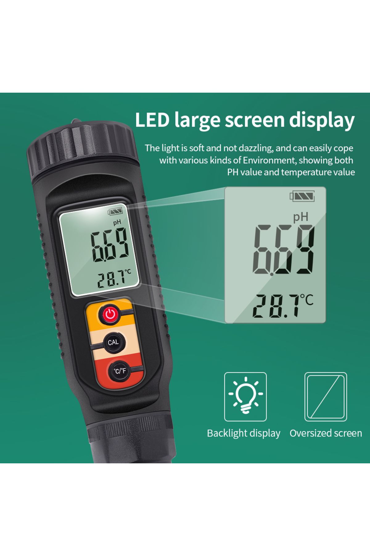 JUANJUAN-مقياس درجة الحموضة LCD الخلفية الرقمية 2 في 1 جهاز قياس درجة الحرارة مستشعر عالي الدقة لحوم الفاكهة 0.0... 4