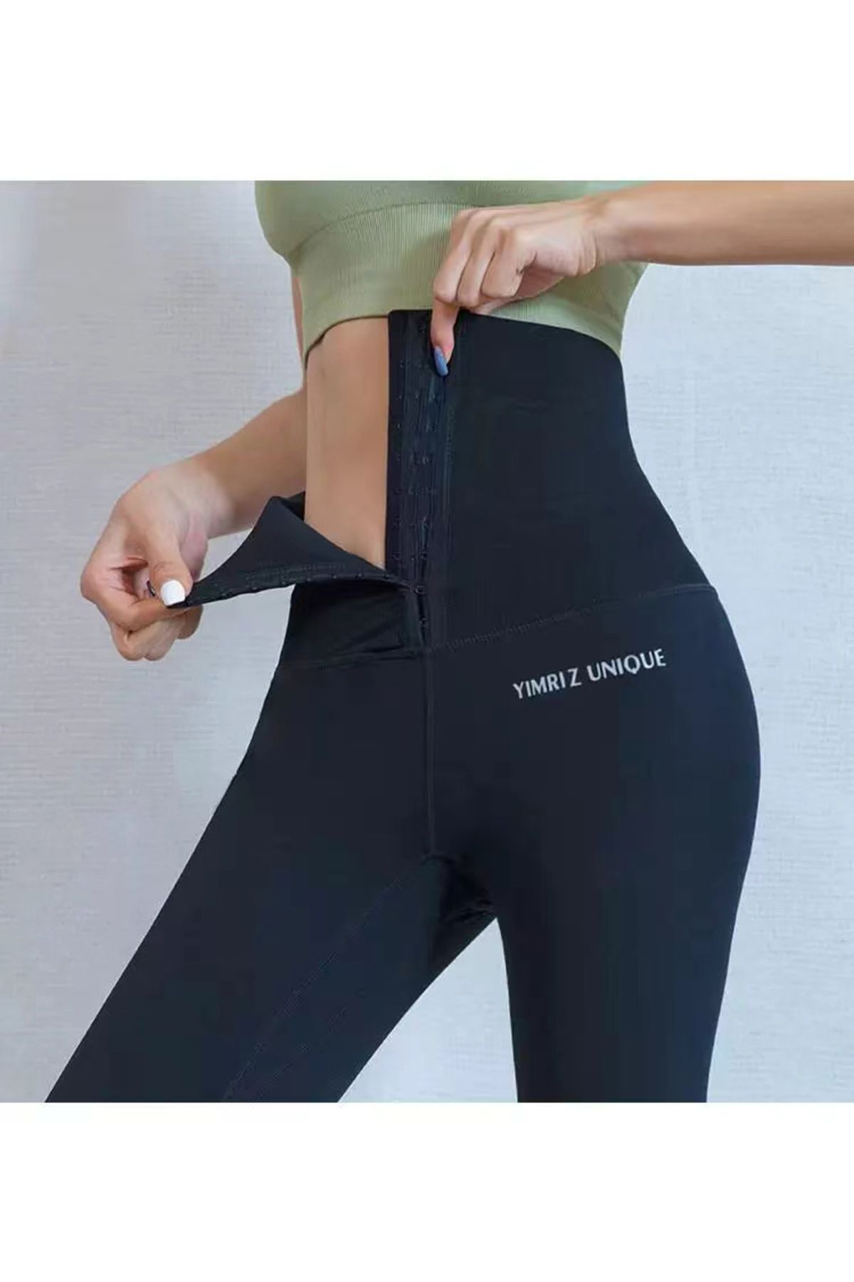 Choice High Waist Tummy Control Yoga Pants for Women Slim Elastic Sports Leggings with Snap Closure Bu. Trendyol