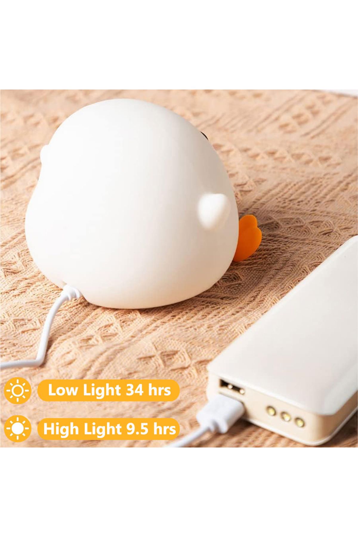 JGT-DoDo Duck Night Light Silicone Dimmable USB Rechargeable LED Bedside Lamp 20 Minutes Timer Touch-... 5