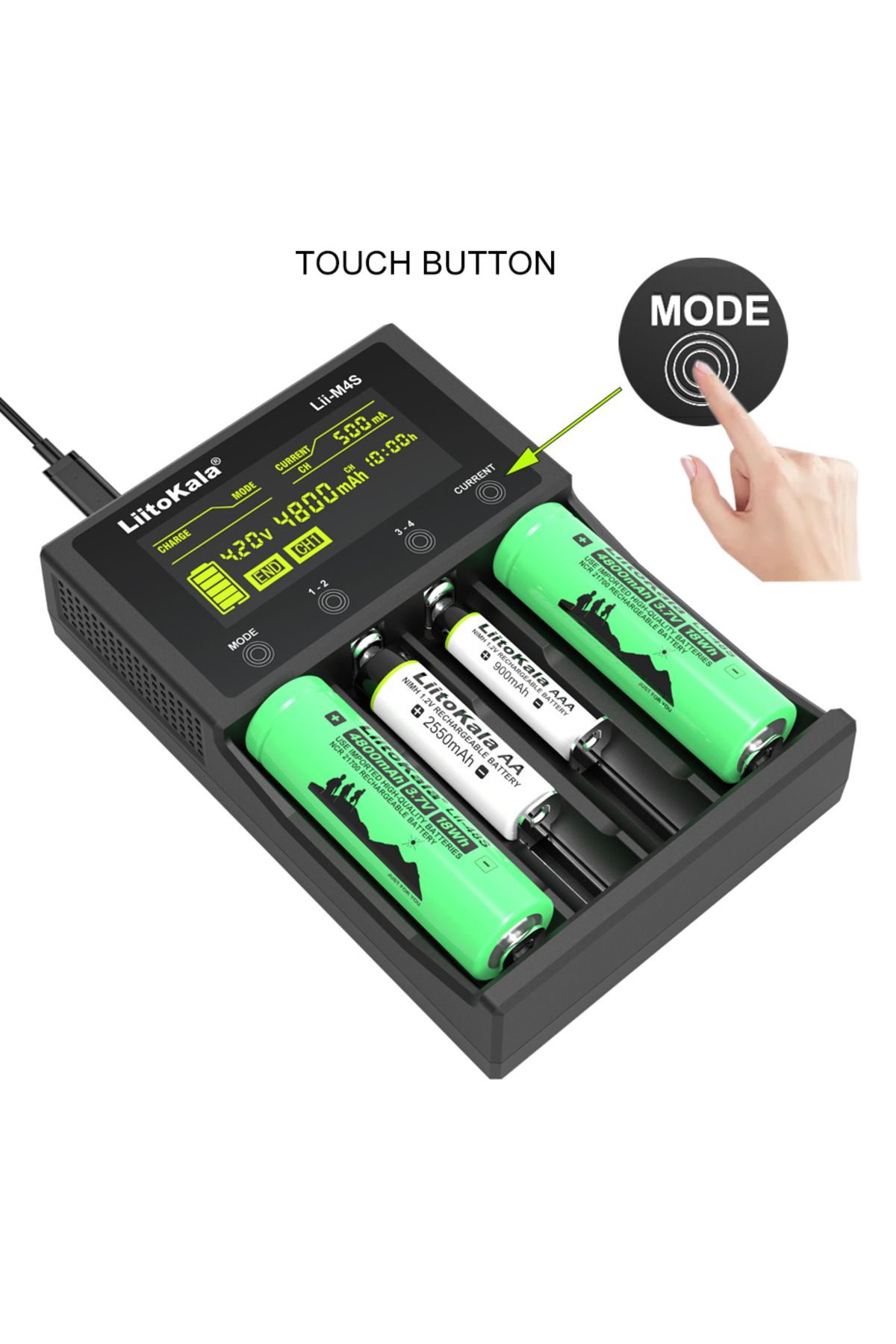 liitokala-Lii-M4S 18650 LCD Multifunctional Battery Charger For 3.7V 1.2V 26650 21700 14500 18350... 5