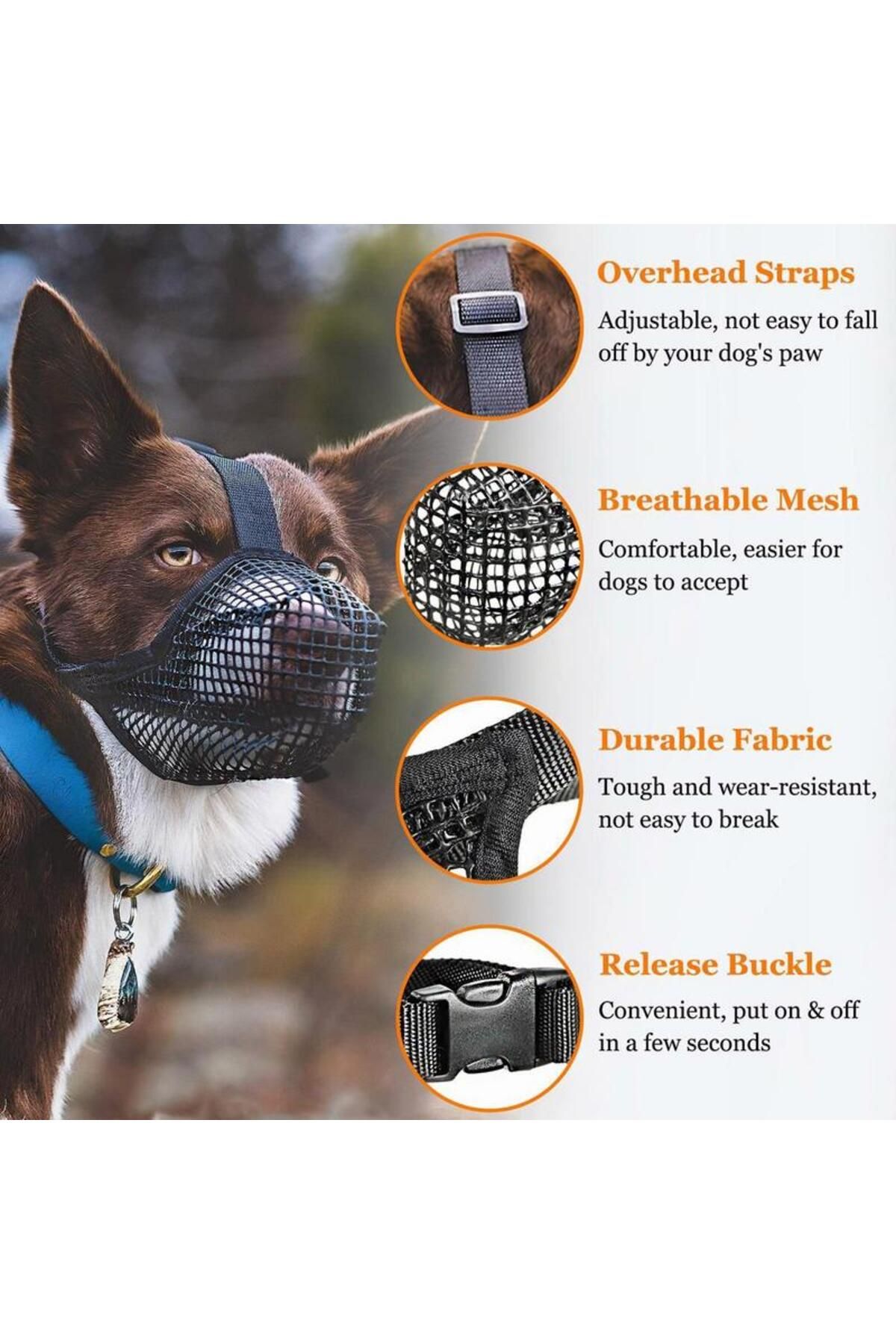 Choice-Pet Dog Muzzles Adjustable Breathable Dog Mouth Cover Anti Bark Bite Mesh Dogs Mouth Muzzle Mask ... 4