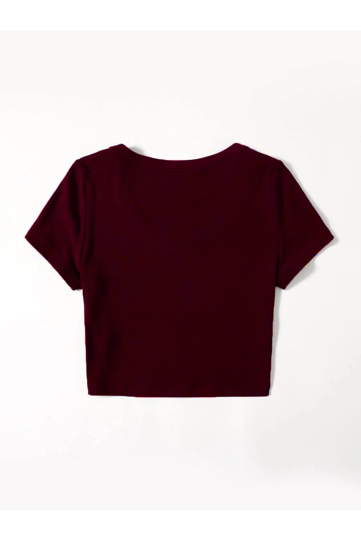Mad&Calf-U-Neck Ribbed Women's Crop Top - Basic Cotton 4