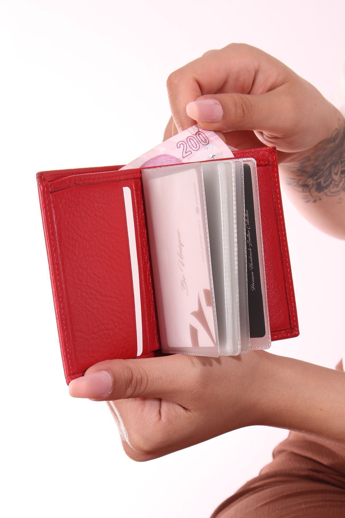 کارت دار مردانه و زنانه 325 یونیسکس ELNINE چرمی HOLDER WALLET RED Grande
