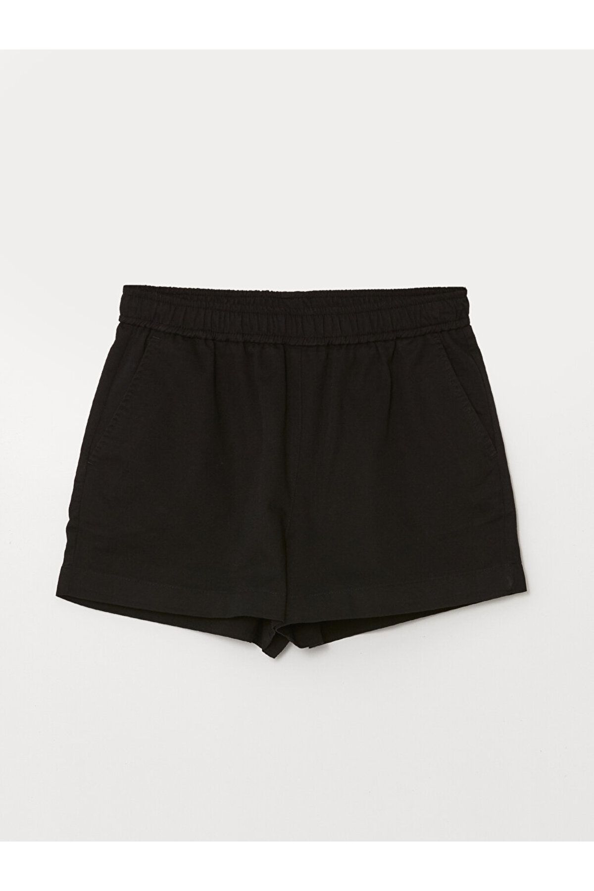 LC Waikiki-Pantaloni scurți de damă cu aspect de in cu talie elastică 5