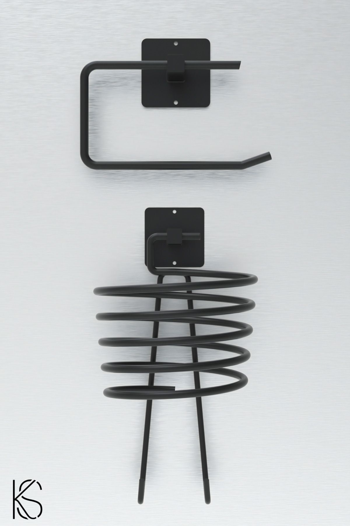 KILINÇ STORE Yapışkanlı Siyah Fön Makinesi Askısı Tuvalet Wc Kağıdı Askısı Tuvalet Keğıdı Tutacağı Fönlük 2Li