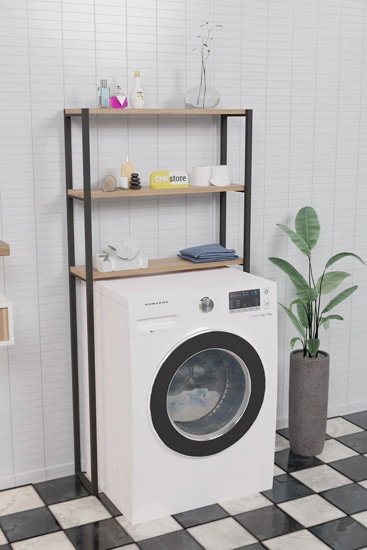 Çamaşır Makinesi Üstü Düzenleyici Raf Banyo Dolabı Rafı Makina Üstü Dolap Raf