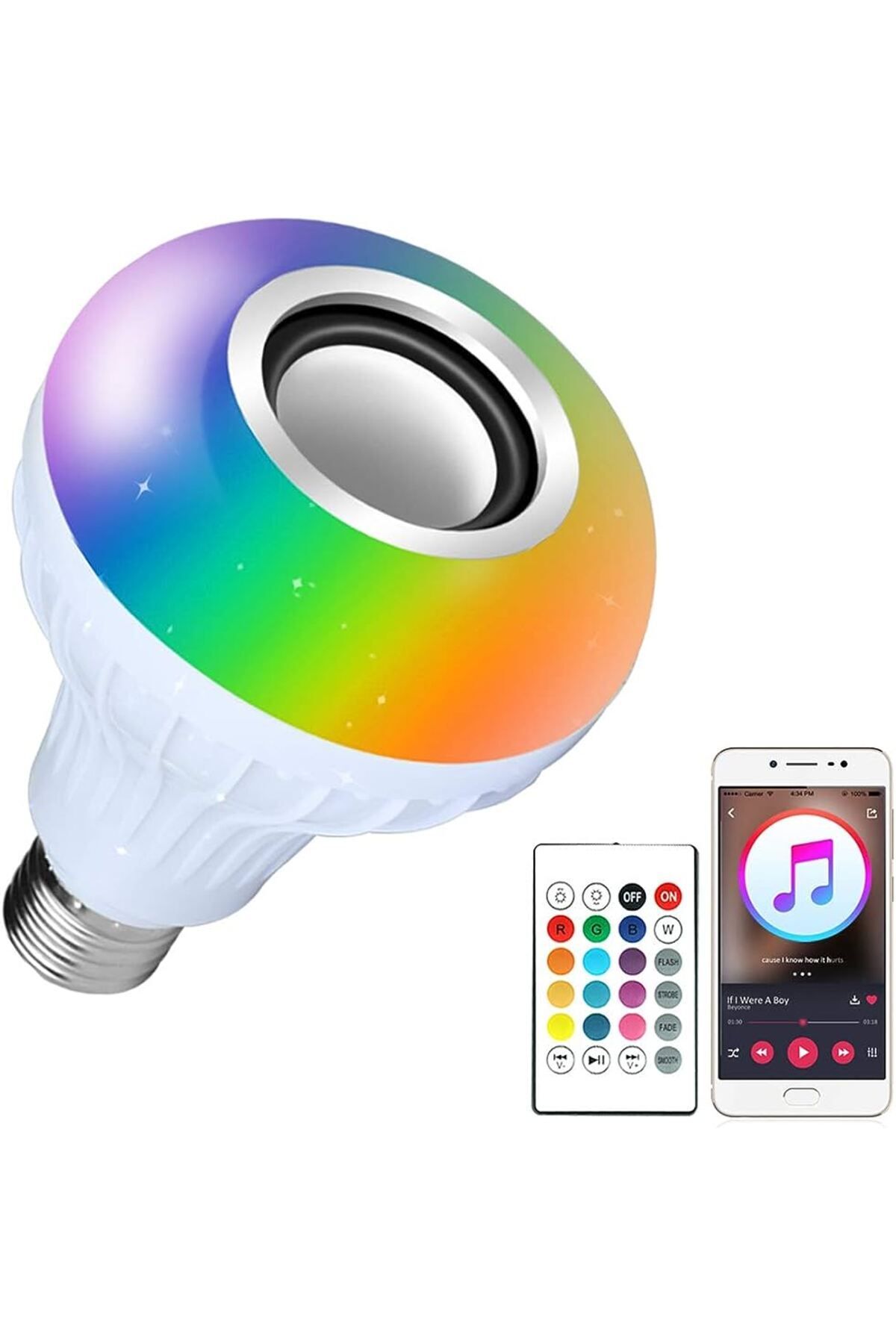 Bluetooth Speaker Rgb Led Lamp Operated Mp3 Player Bulb Color Bulb