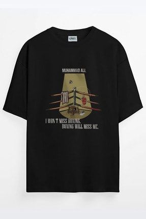Muhammad Ali Box Baskılı Unisex Oversize T-shirt malibx
