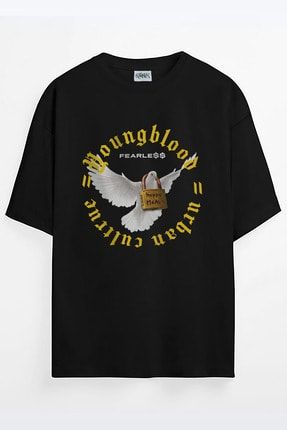 Korkusuz Özgür Güvercin Baskılı Unisex Oversize T-shirt guvrecıncım