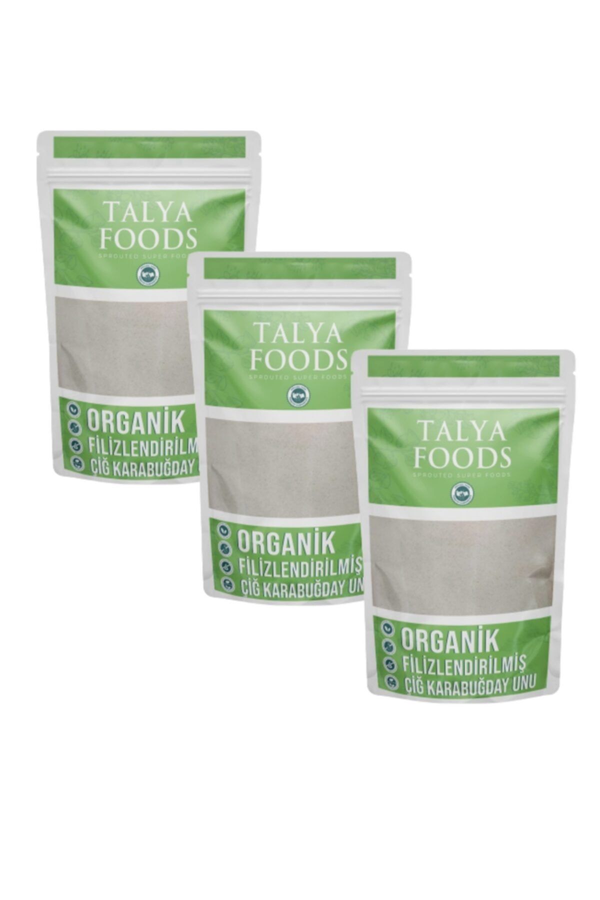 TALYA FOODS Organik Glutensiz Filizlenmiş Çiğ Karabuğday Unu 3 X500 G Avantaj Seti