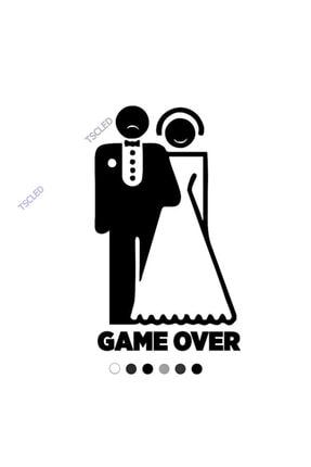 Game Over Düğün Araba Süslemesi Sticker 15cm EY-1-133