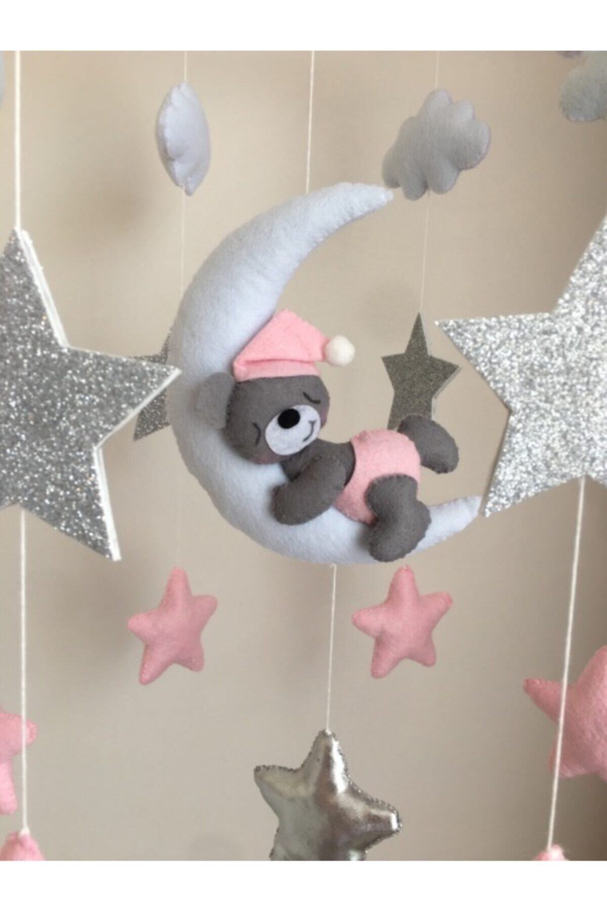 Keçeli parti hayalleri Kurmalı Müzik Kutulu Dönence Beşik Müzik Kutulu Ay-ayıcıklı Açık Pembe Beyaz Gri fotoğrafı 5 (önizleme)