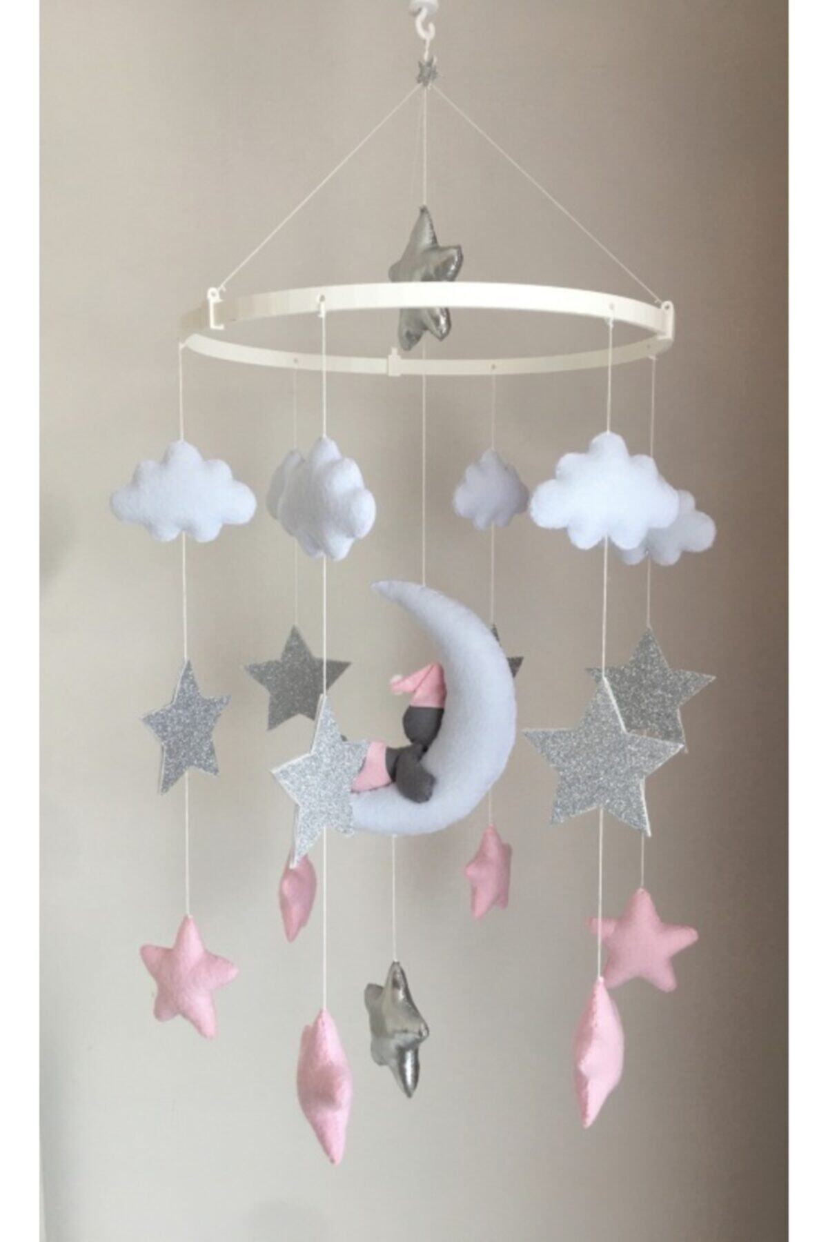Keçeli parti hayalleri Kurmalı Müzik Kutulu Dönence Beşik Müzik Kutulu Ay-ayıcıklı Açık Pembe Beyaz Gri fotoğrafı 6 (önizleme)
