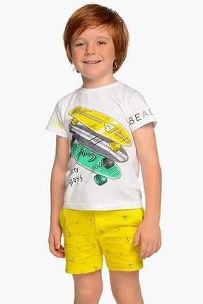 Yazlık Erkek Kısa Kol T-shirt Bermuda 2'li Set 19MYRY003605-Sarı